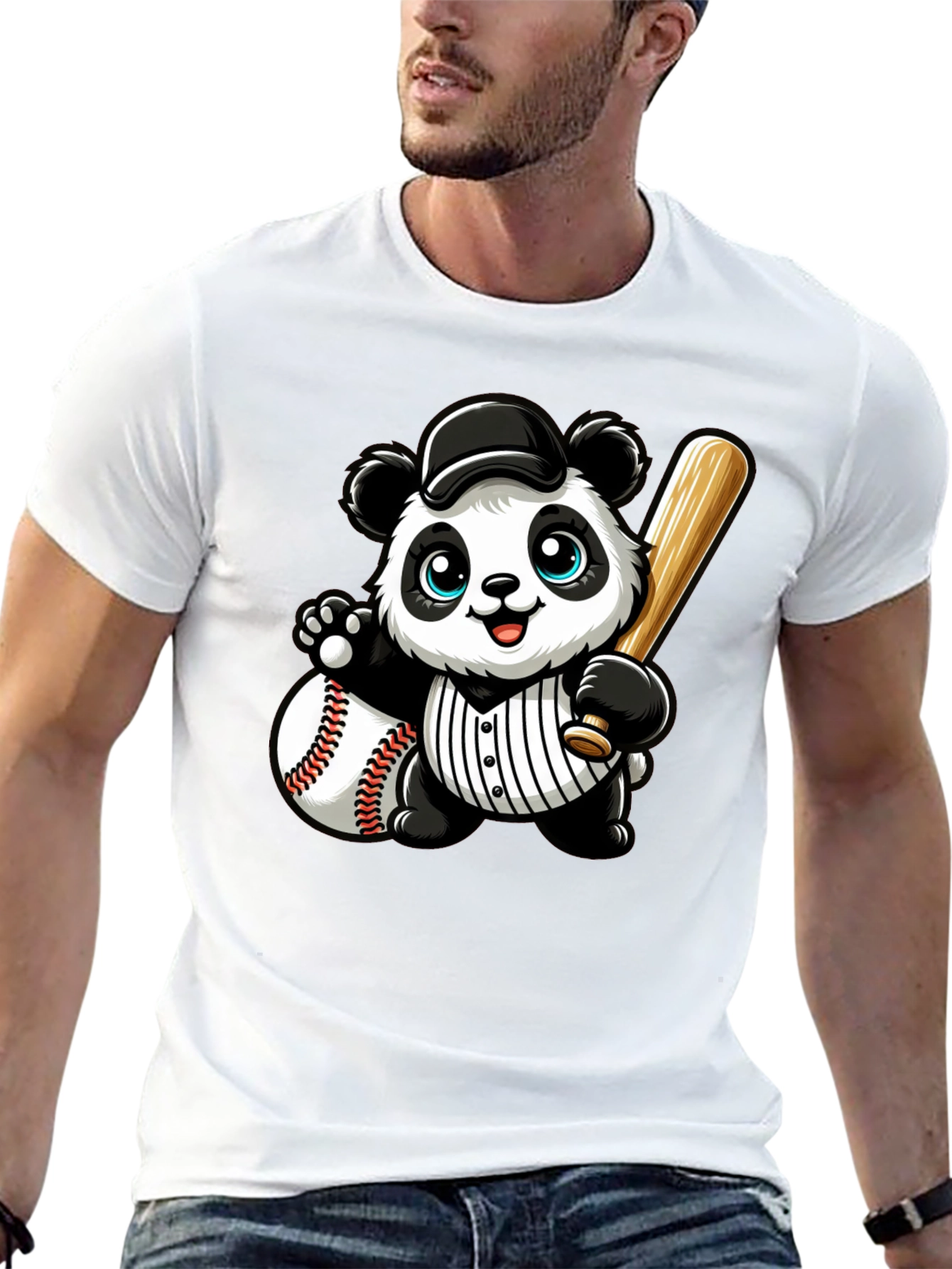 Panda Baseball Player Graphic T-Shirt