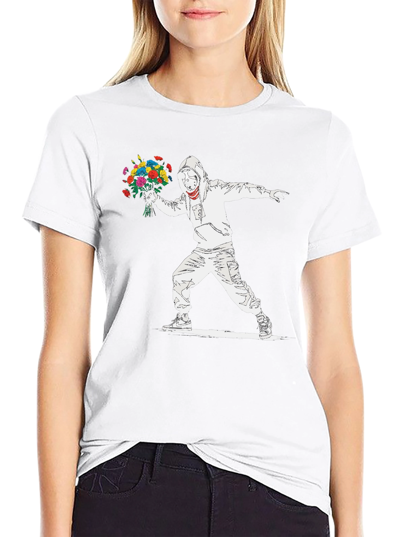 Banksy Flower Bomber T-Shirt - Street Art Graphic Tee