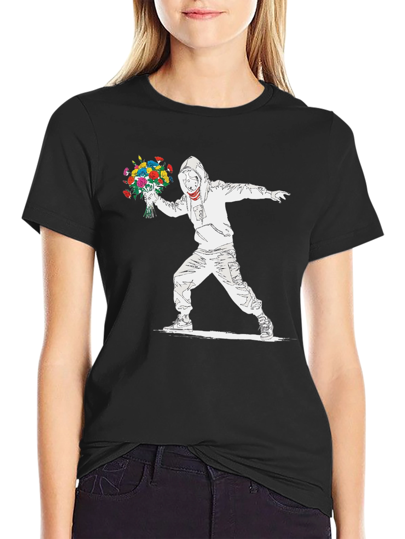 Banksy Flower Bomber T-Shirt - Street Art Graphic Tee