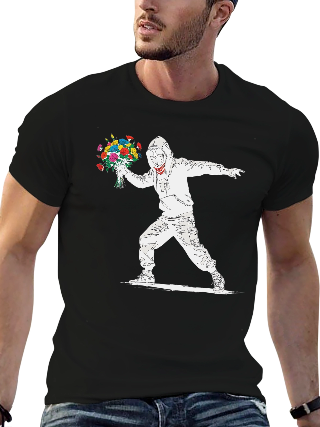 Banksy Flower Bomber T-Shirt - Street Art Graphic Tee