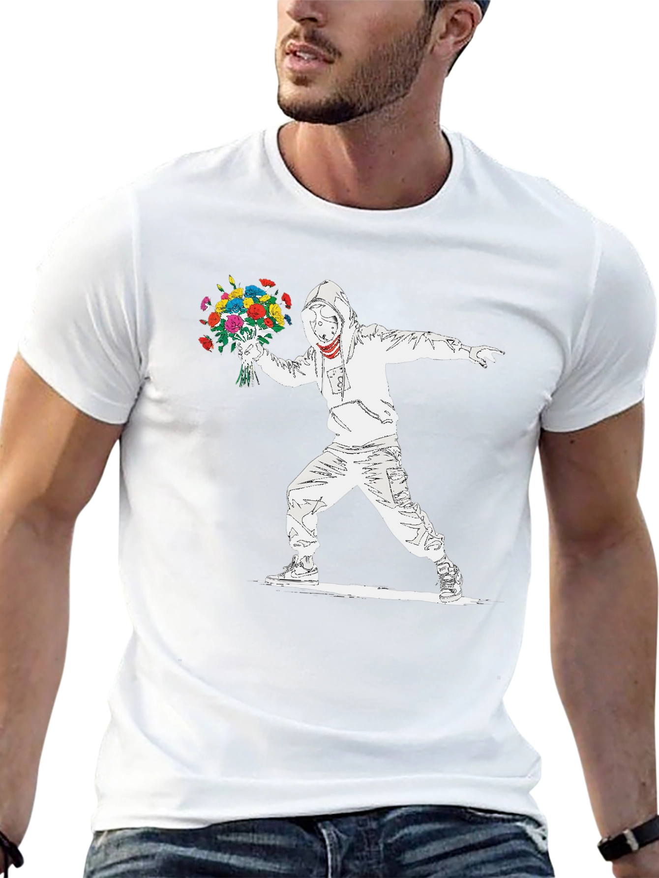 Banksy Flower Bomber T-Shirt - Street Art Graphic Tee