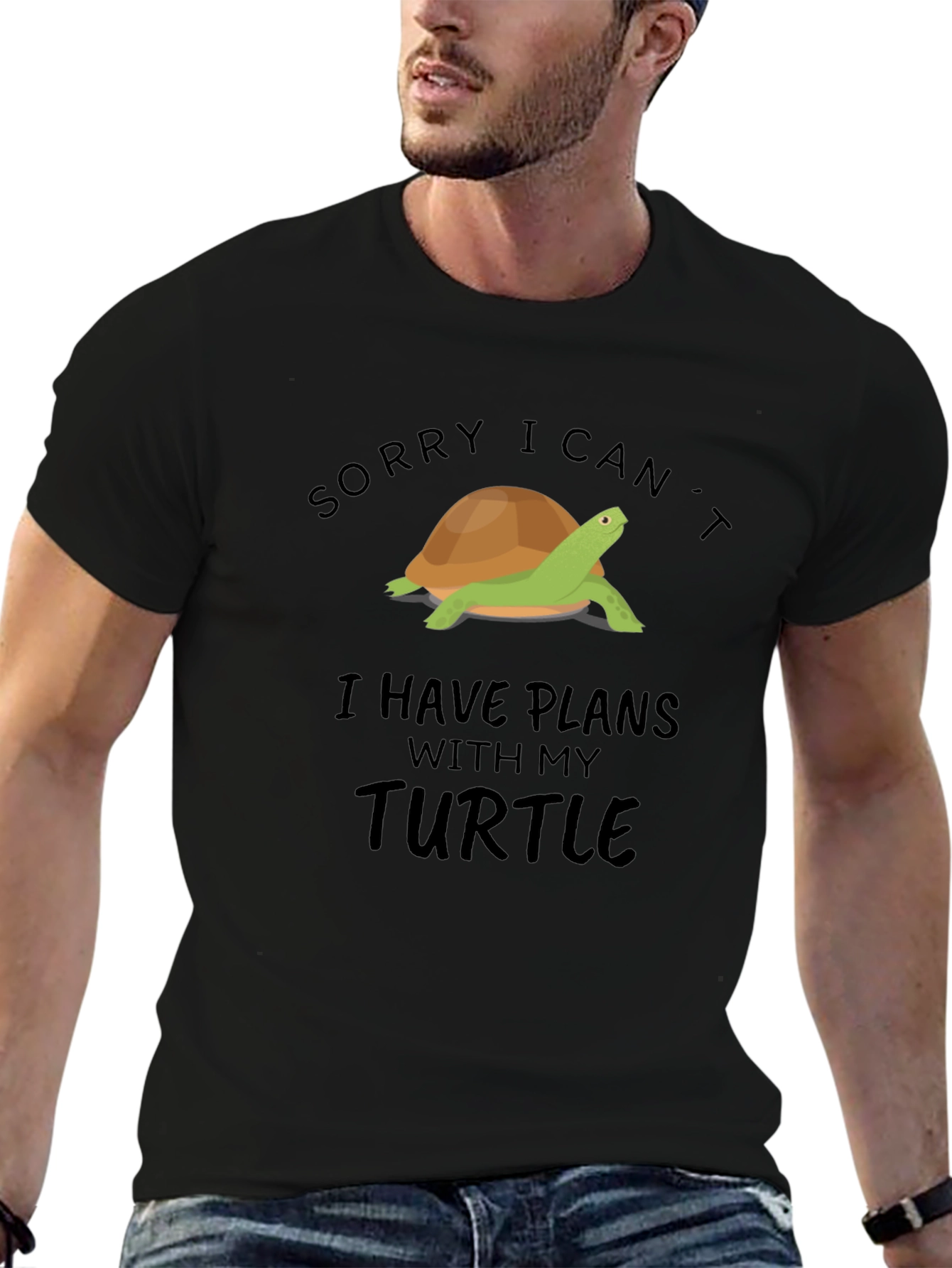Turtle Plans Graphic Tee - Black Cotton T-Shirt