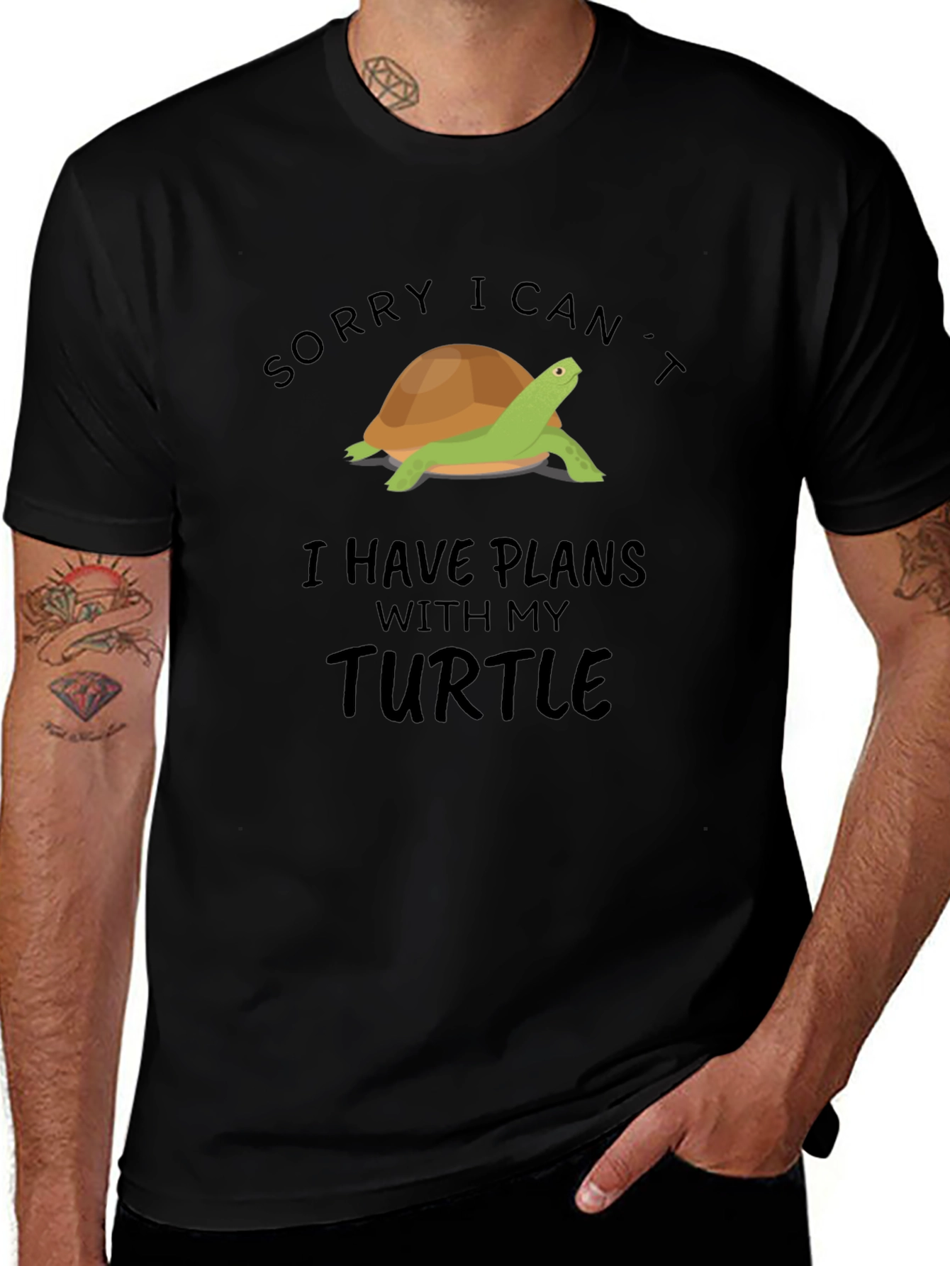 Turtle Plans Graphic Tee - Black Cotton T-Shirt