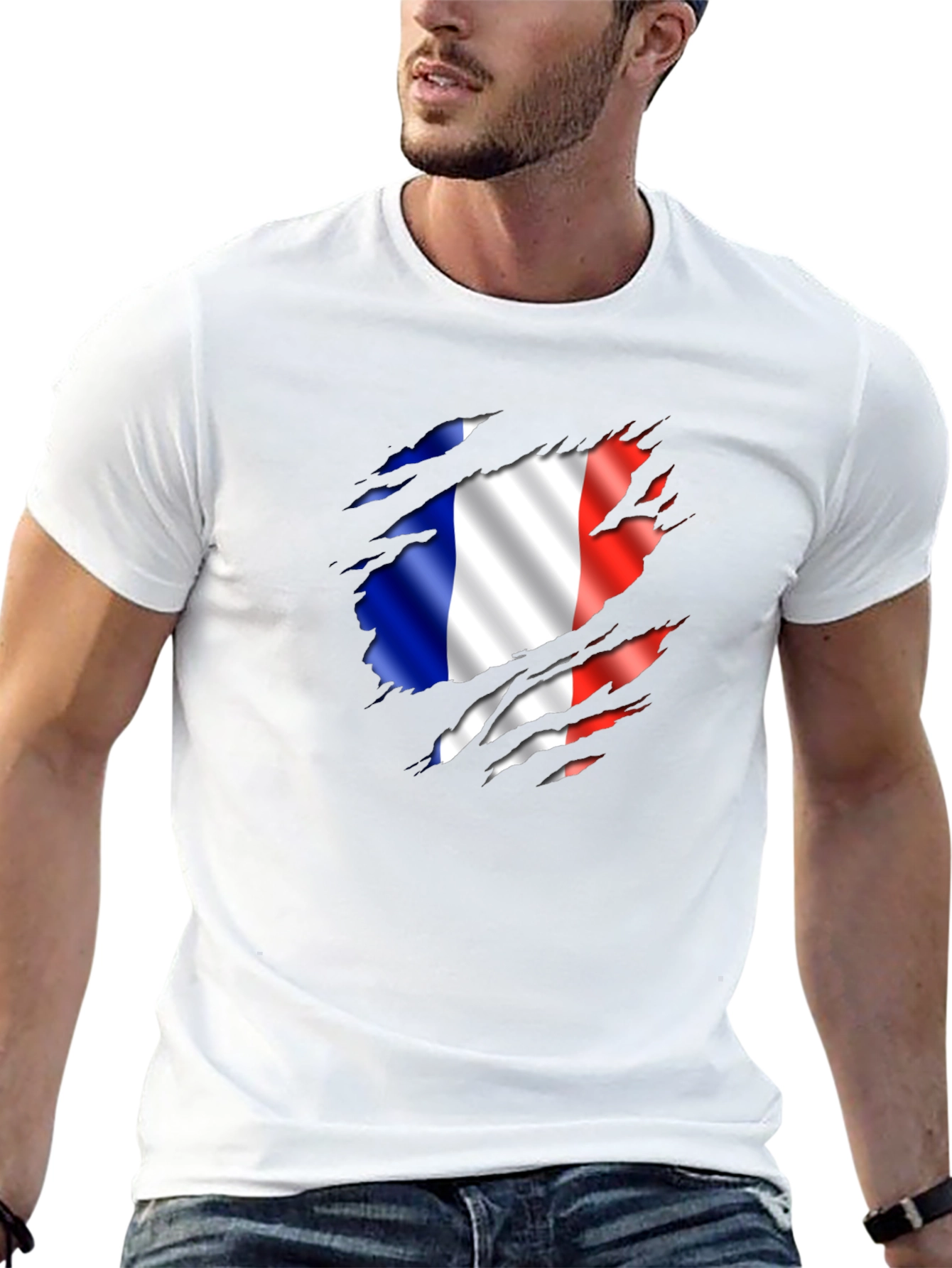 French Flag Ripped T-Shirt - France Pride Tee