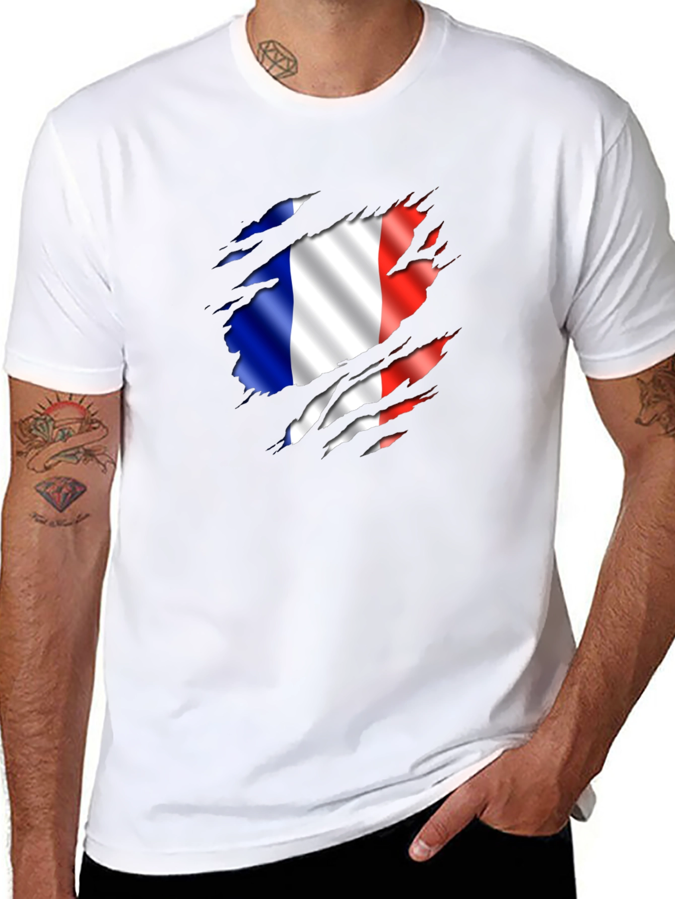 French Flag Ripped T-Shirt - France Pride Tee