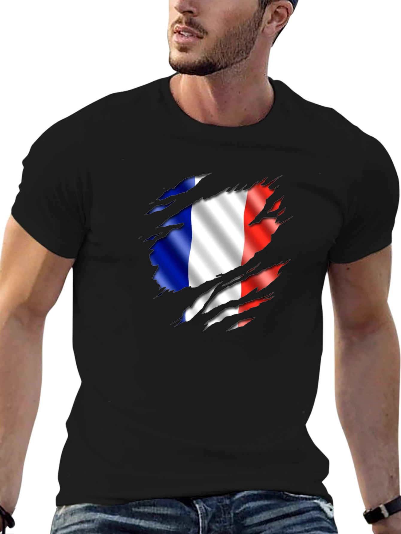 French Flag Ripped T-Shirt - France Pride Tee
