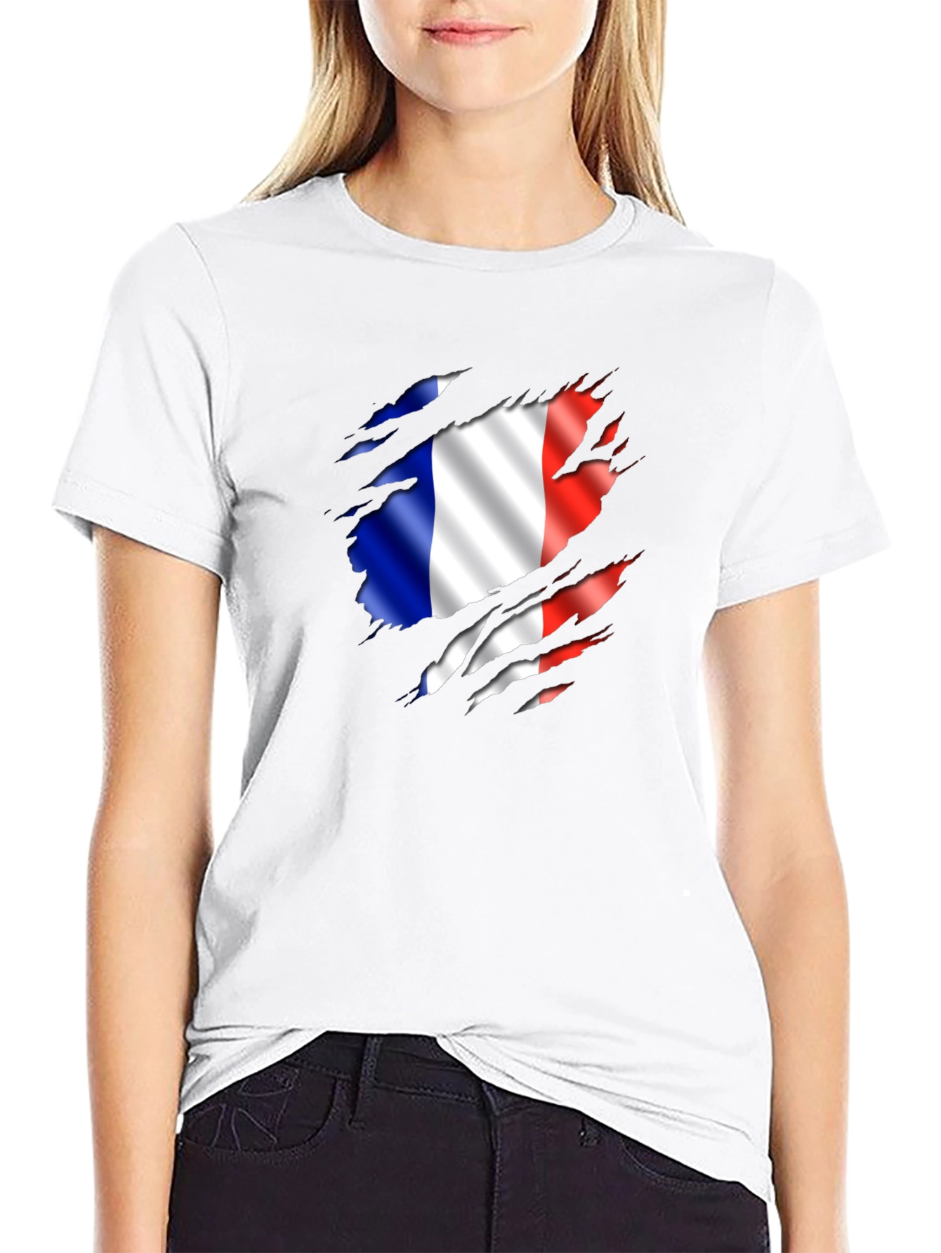 French Flag Ripped T-Shirt - France Pride Tee