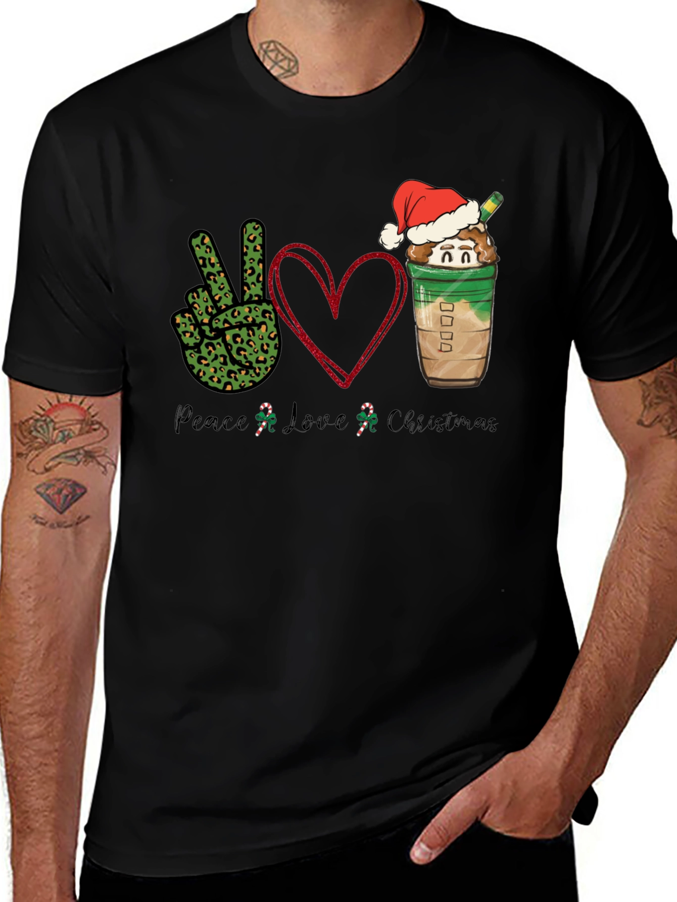 Peace Love Christmas T-Shirt Holiday Festive Wear