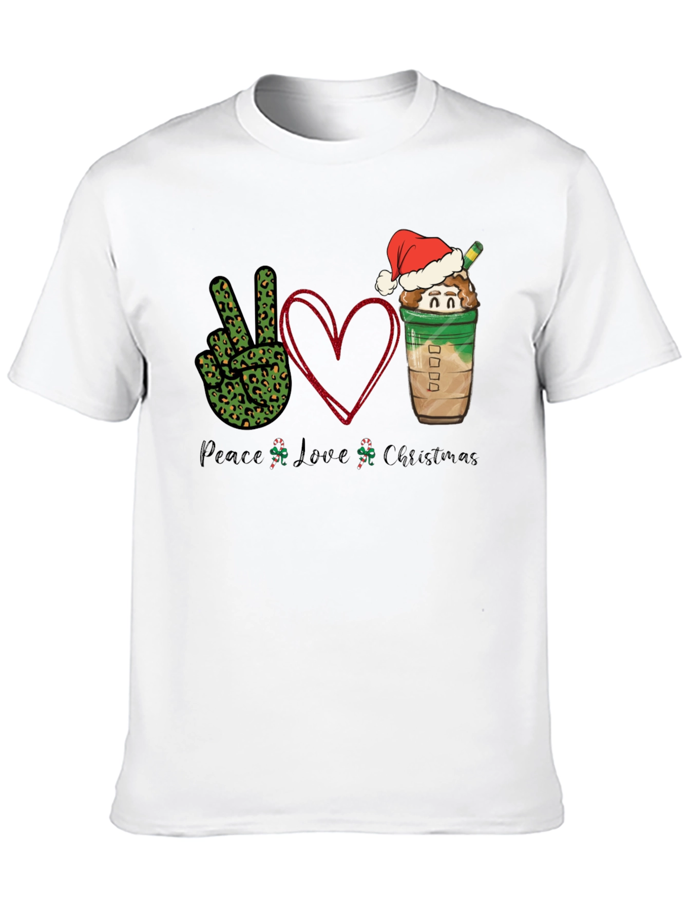 Peace Love Christmas T-Shirt Holiday Festive Wear