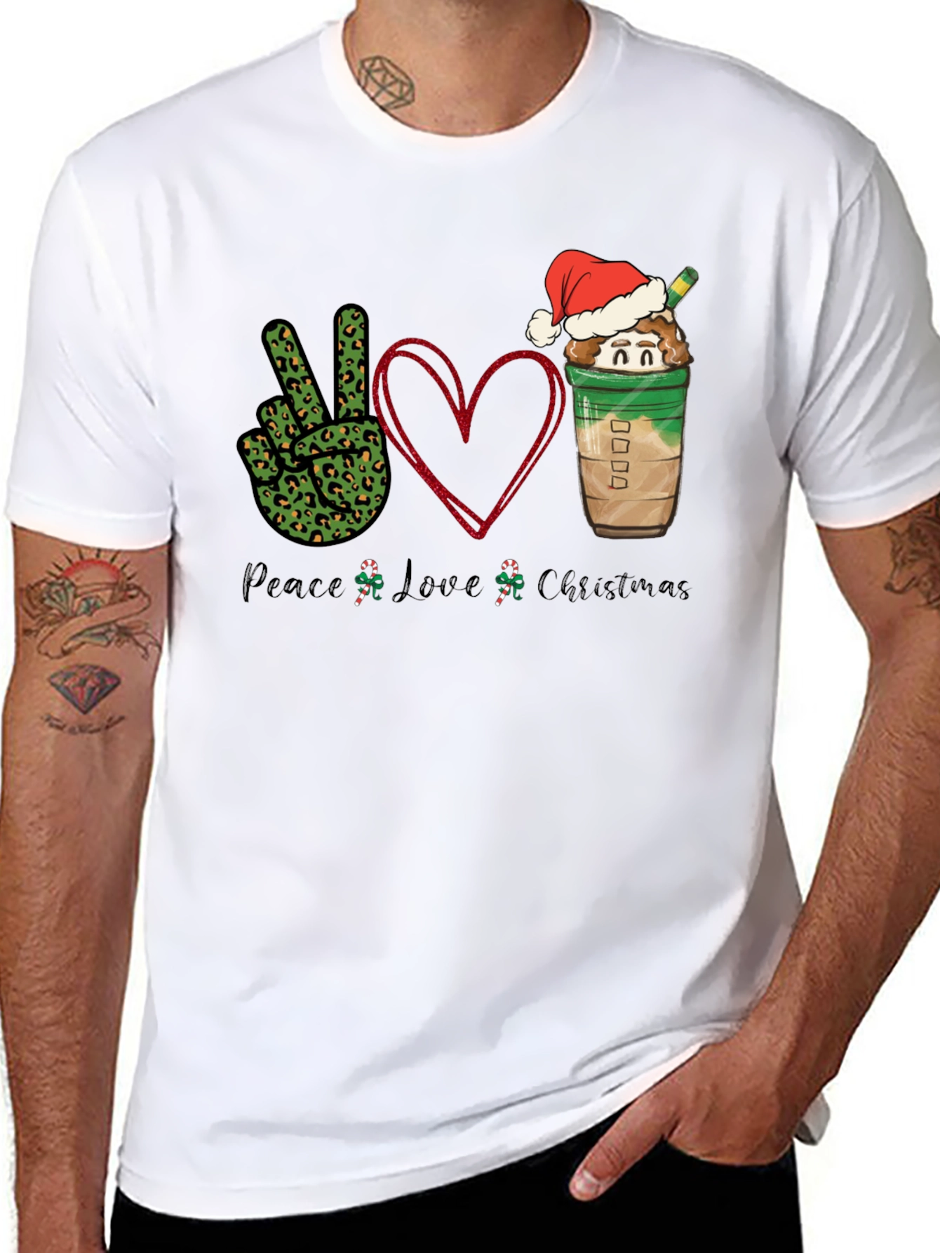 Peace Love Christmas T-Shirt Holiday Festive Wear