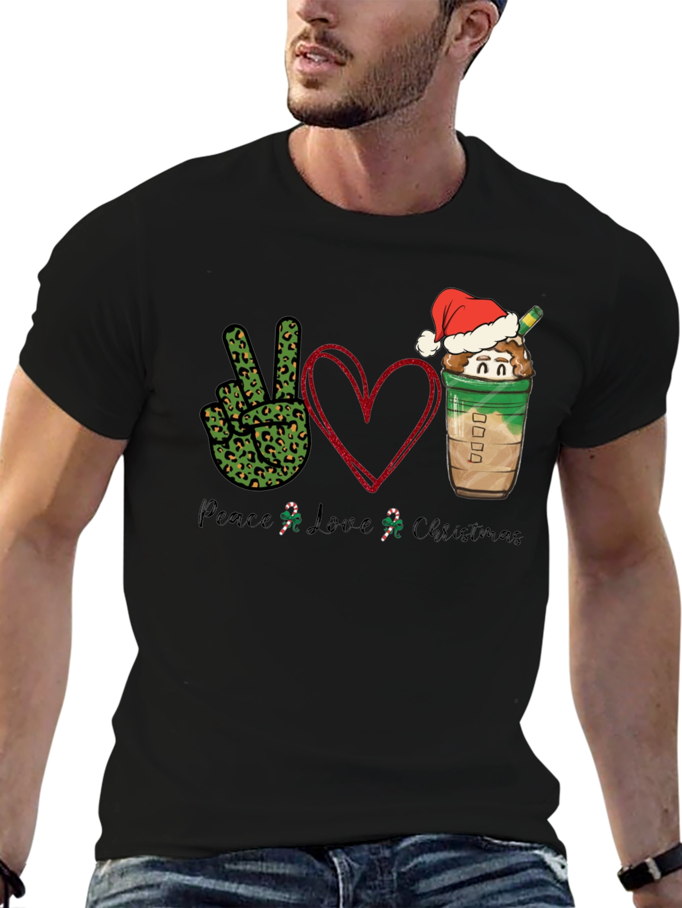 Peace Love Christmas T-Shirt Holiday Festive Wear