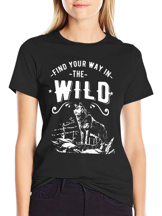 Find Your Way in the Wild Wolf Graphic Tee - Black