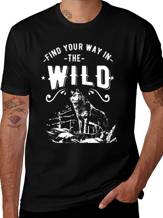 Find Your Way in the Wild Wolf Graphic Tee - Black