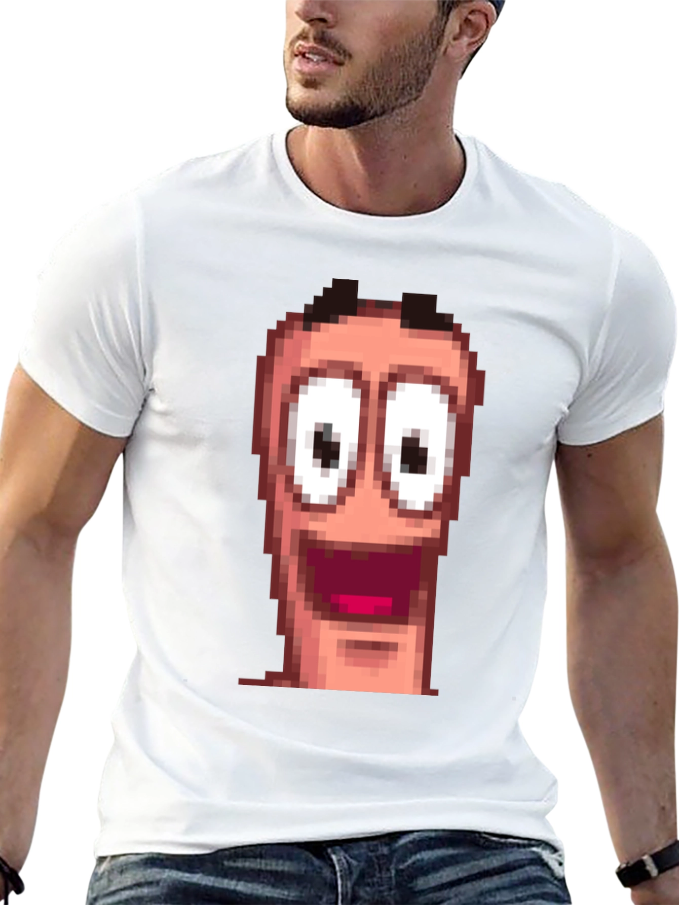 Pixel Worm Face Black T-Shirt