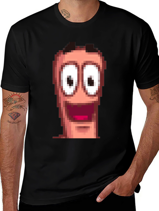 Pixel Worm Face Black T-Shirt