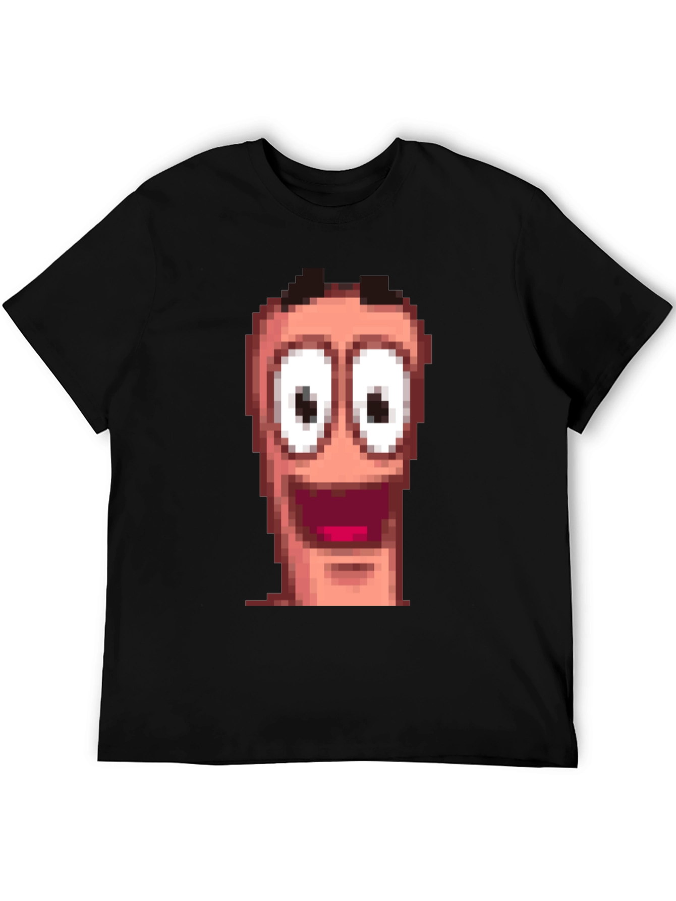 Pixel Worm Face Black T-Shirt