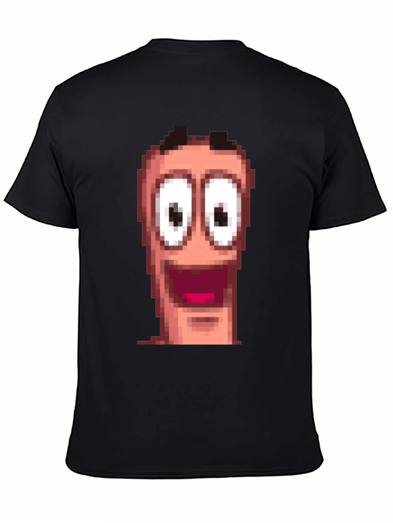 Pixel Worm Face Black T-Shirt