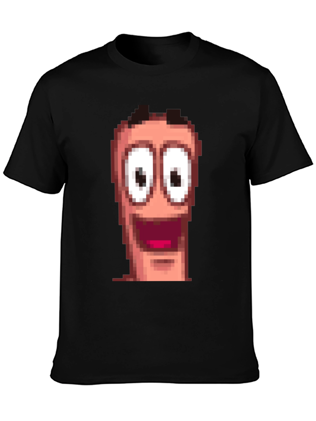Pixel Worm Face Black T-Shirt