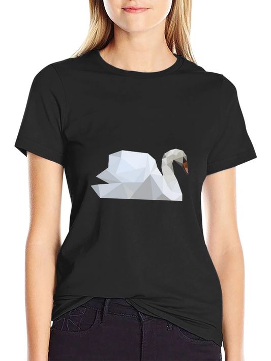 Geometric Swan Graphic Tee - Modern Art Style