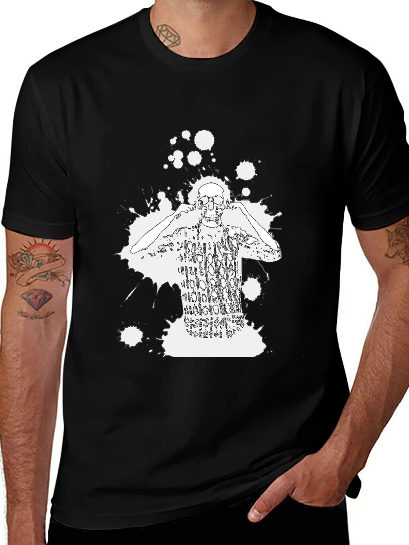 Skeleton DJ Black Graphic Tee