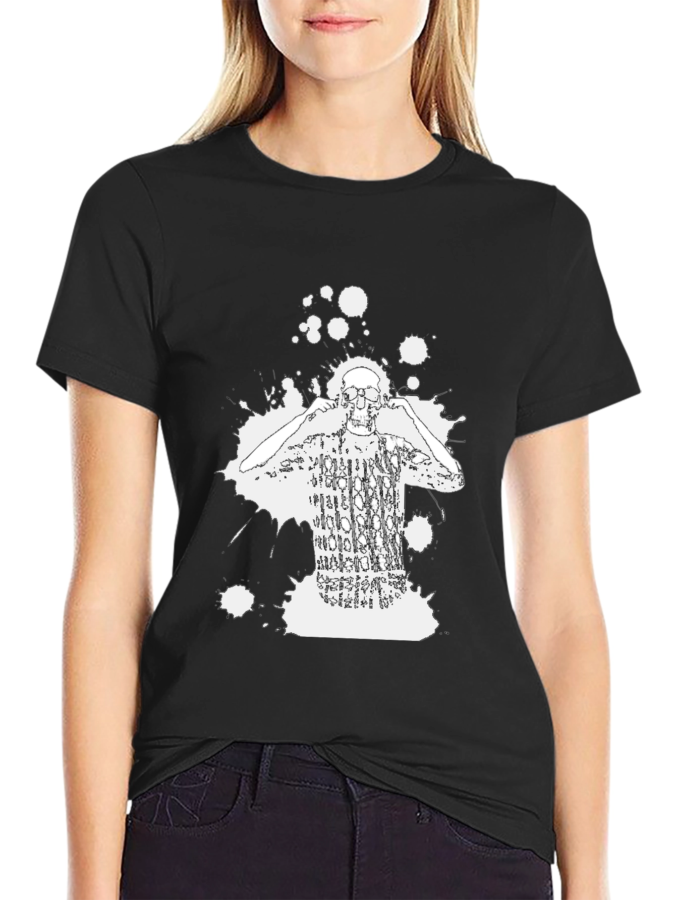 Skeleton DJ Black Graphic Tee