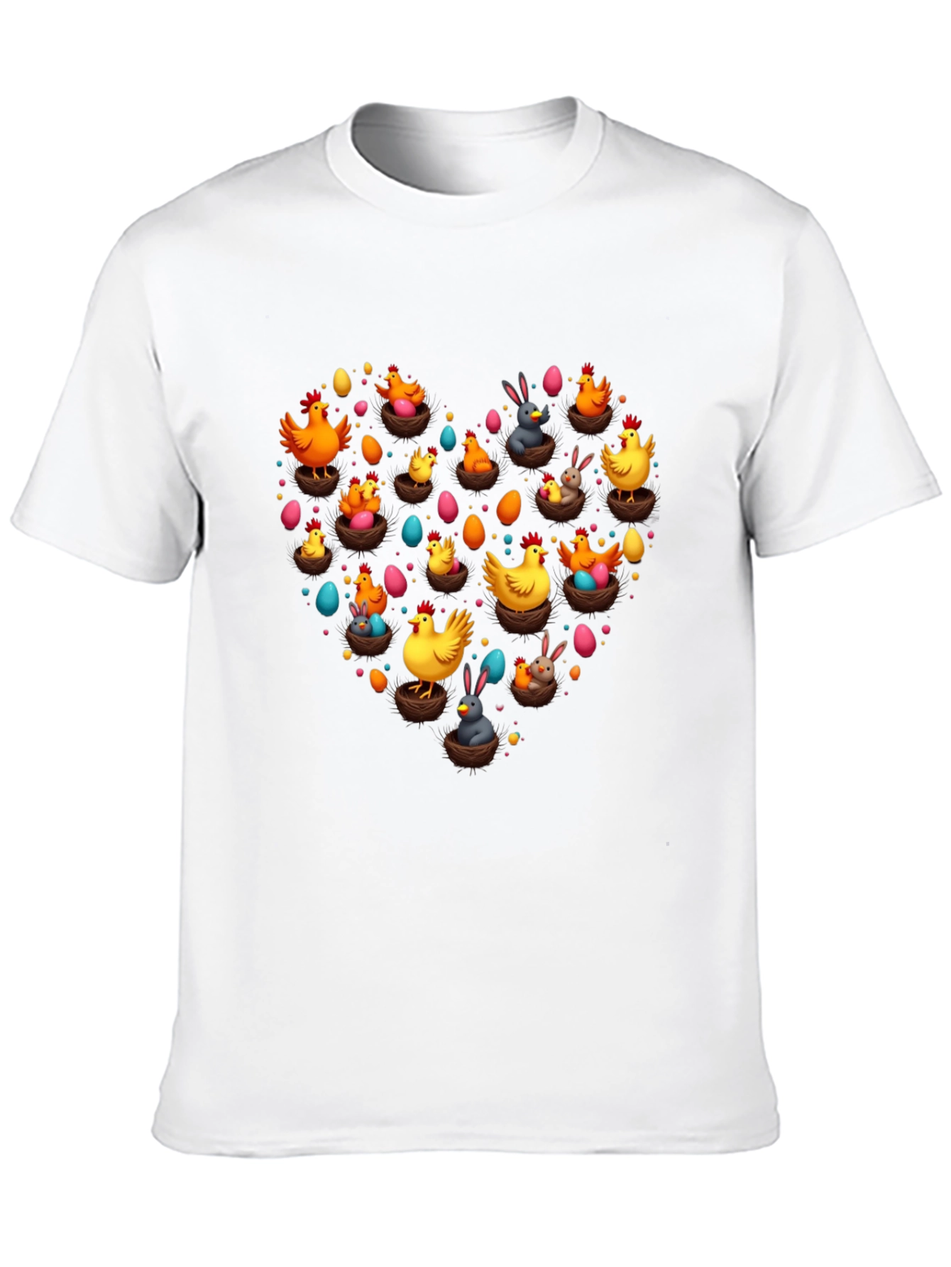 Easter Chicken & Bunny Heart Graphic Tee