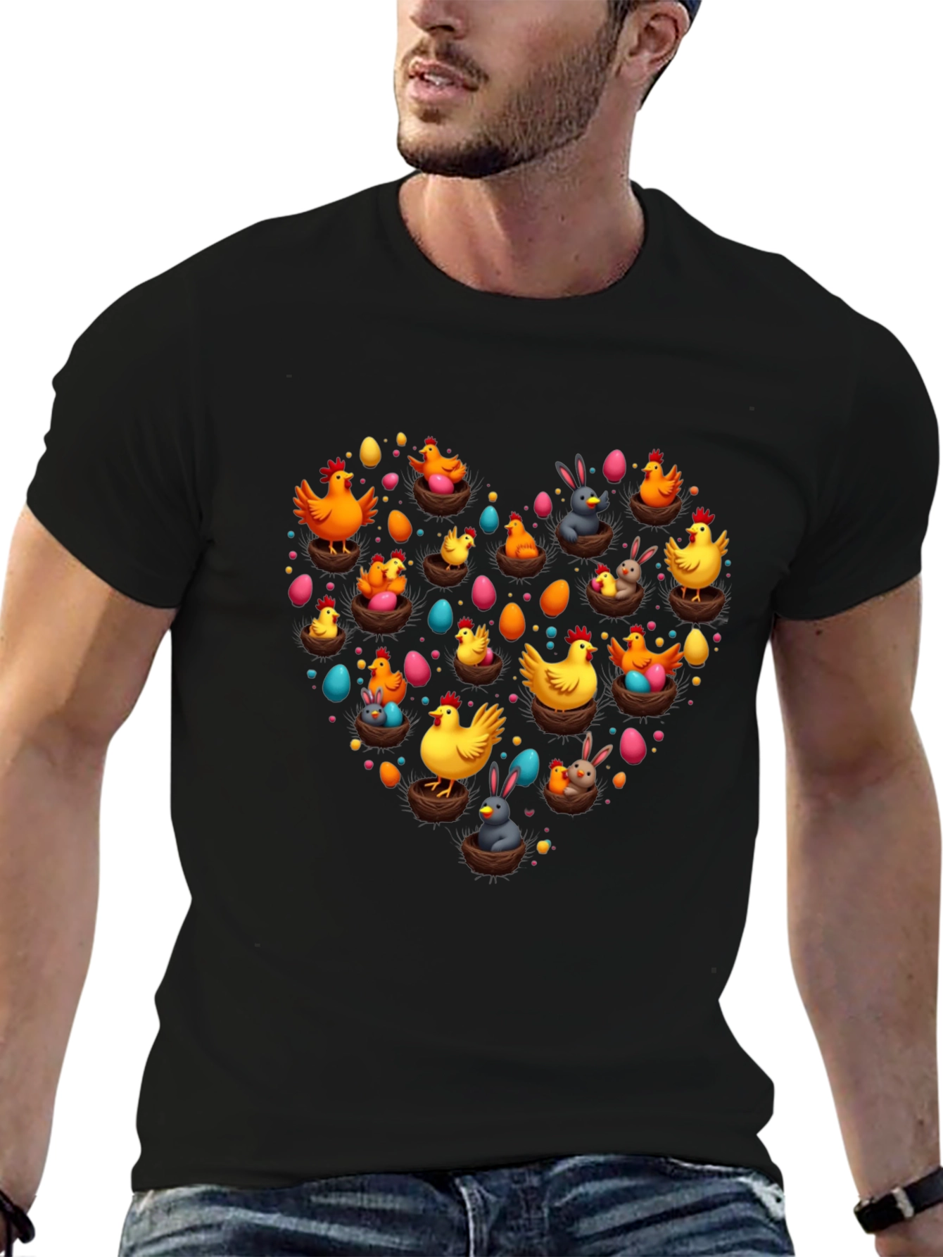 Easter Chicken & Bunny Heart Graphic Tee