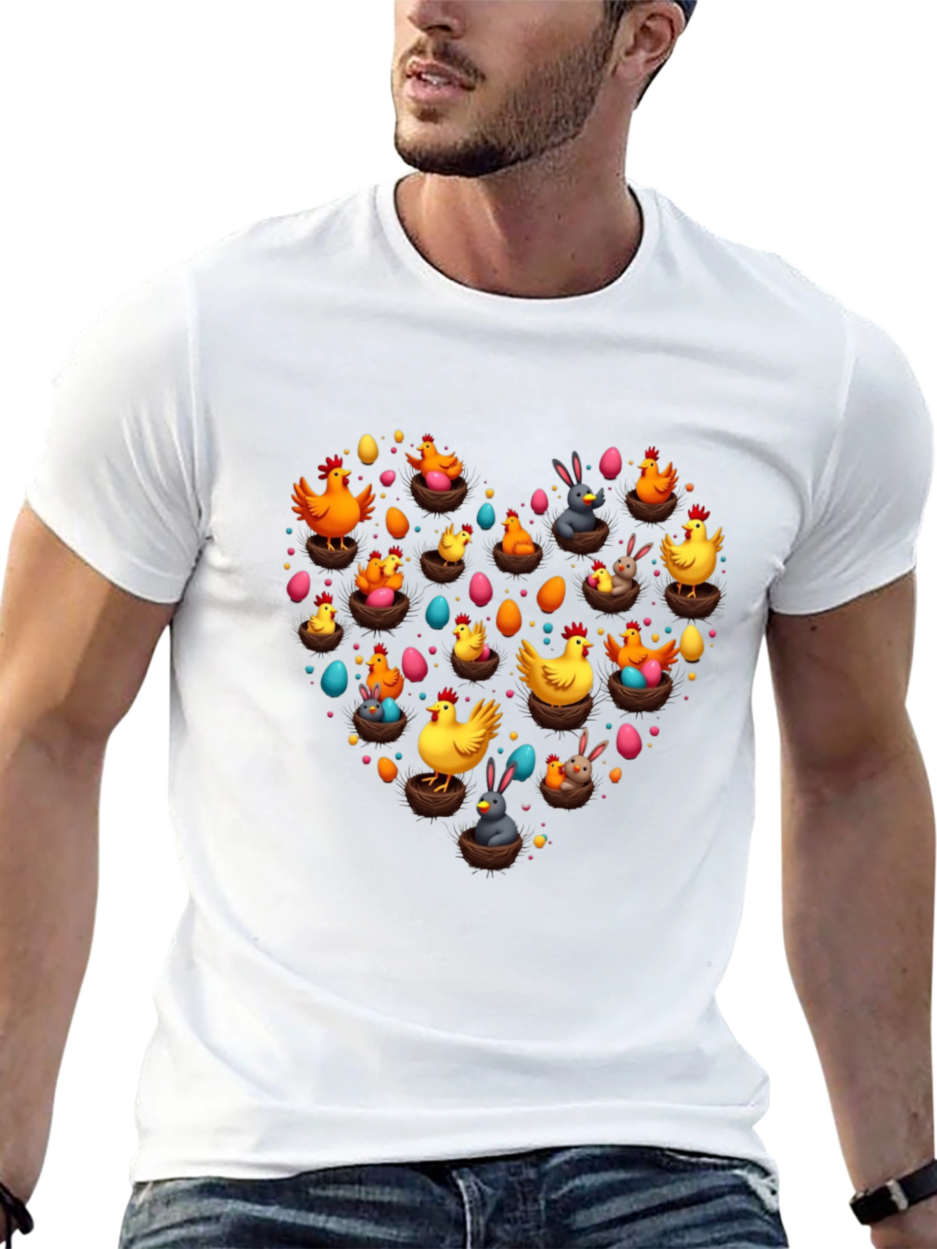 Easter Chicken & Bunny Heart Graphic Tee