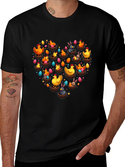 Easter Chicken & Bunny Heart Graphic Tee