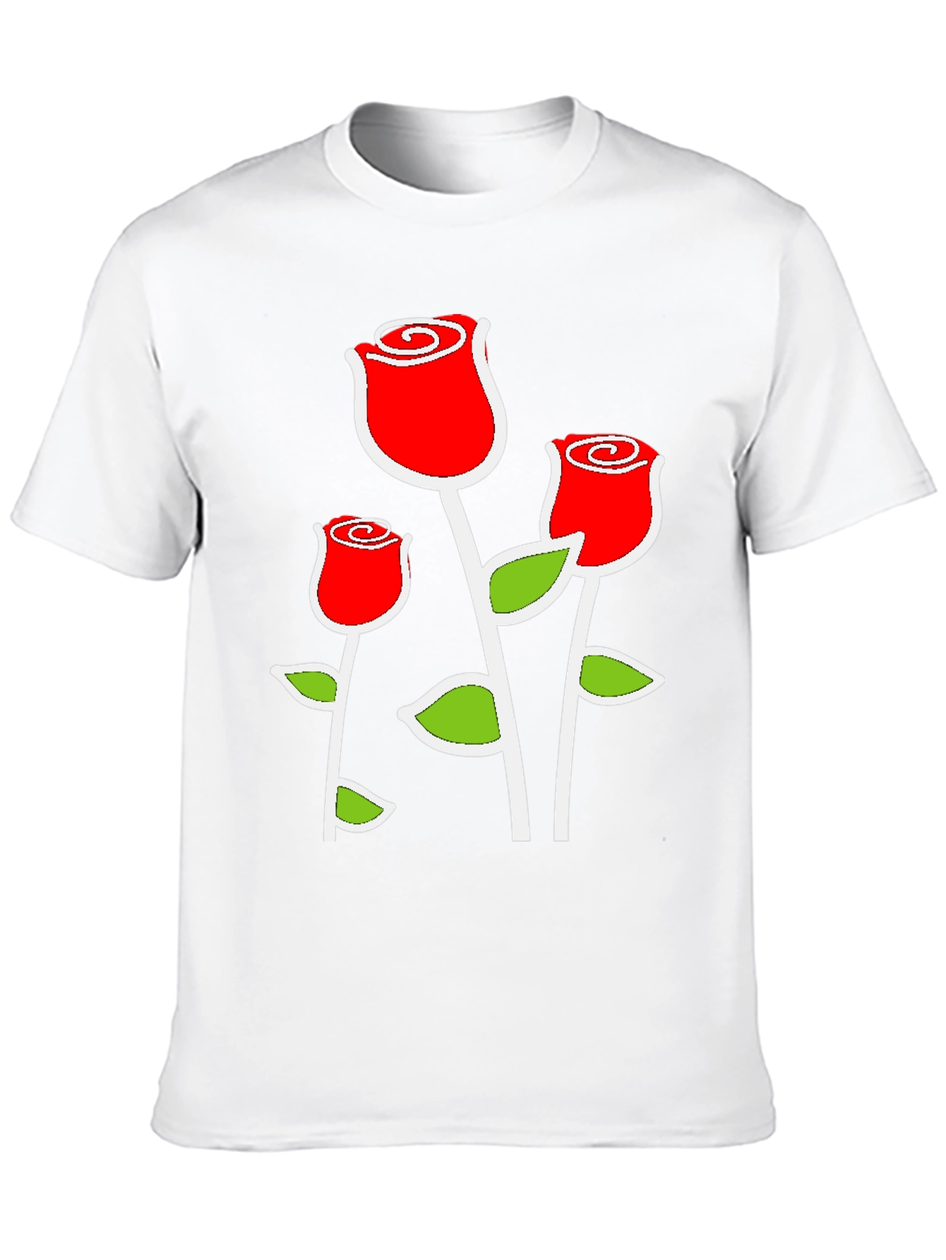 Black T-Shirt with Red Rose Graphic