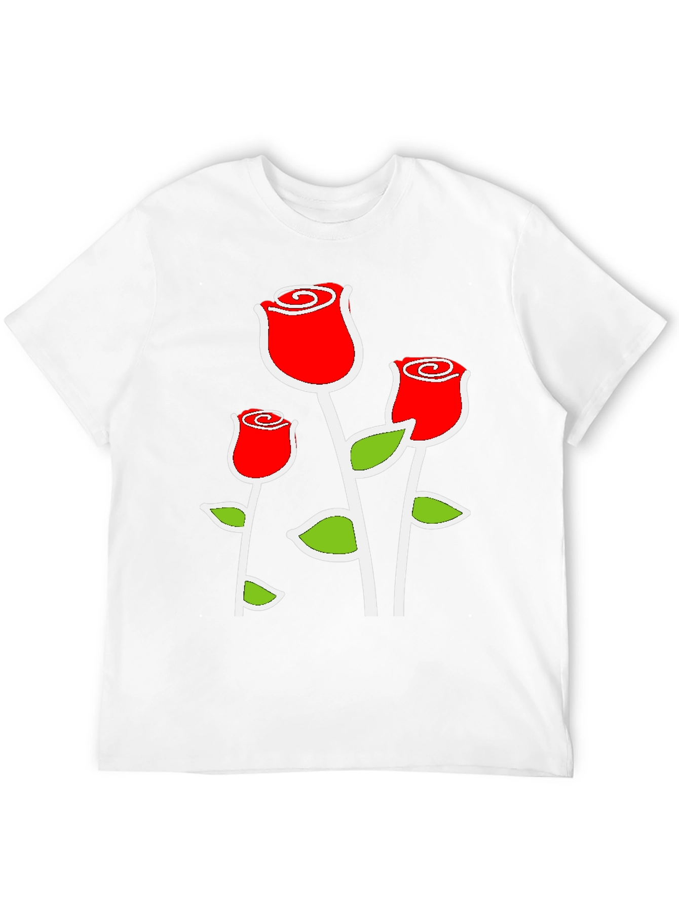 Black T-Shirt with Red Rose Graphic