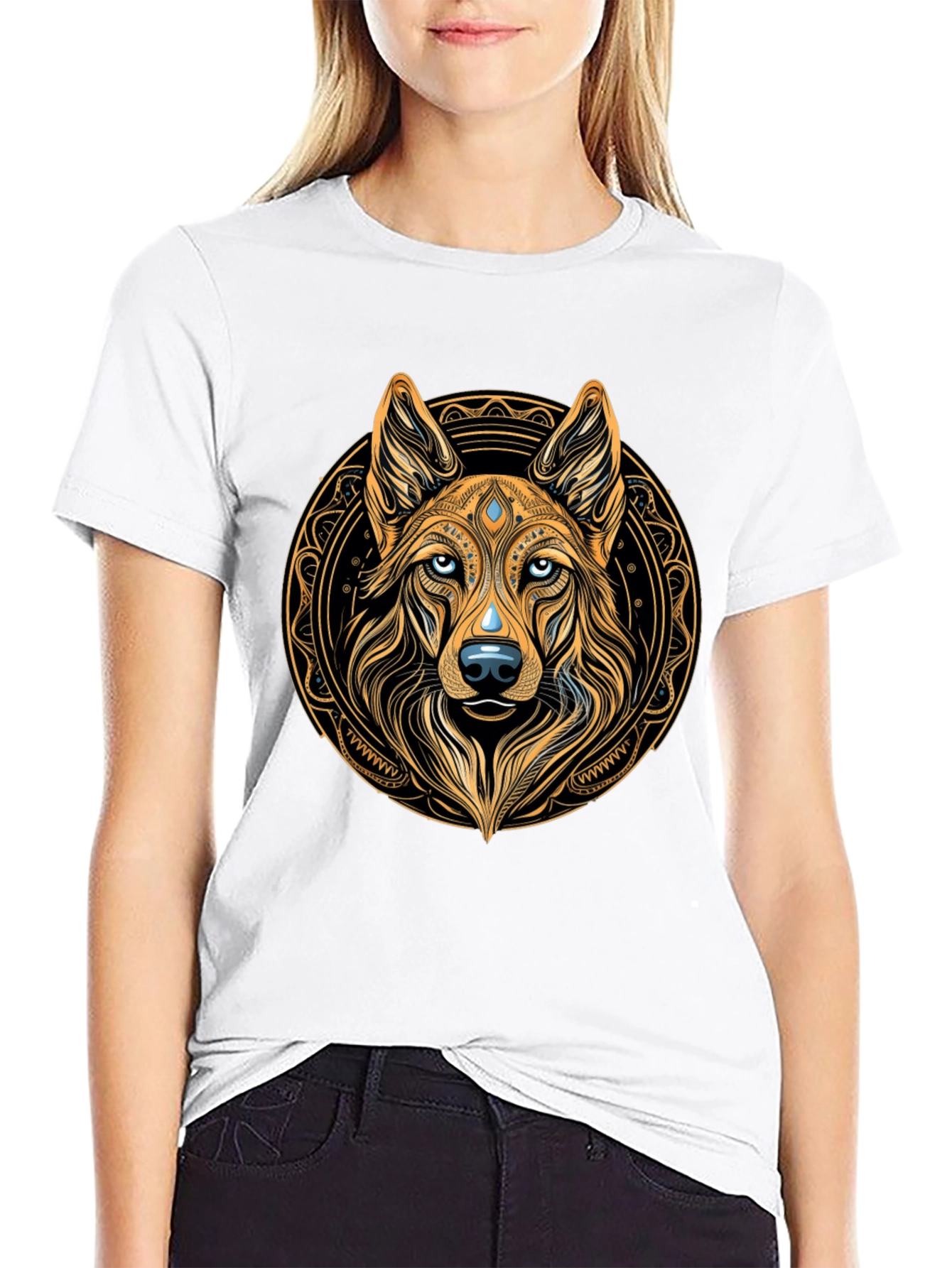 Wolf Mandala Graphic Tee - Premium Comfort Fit