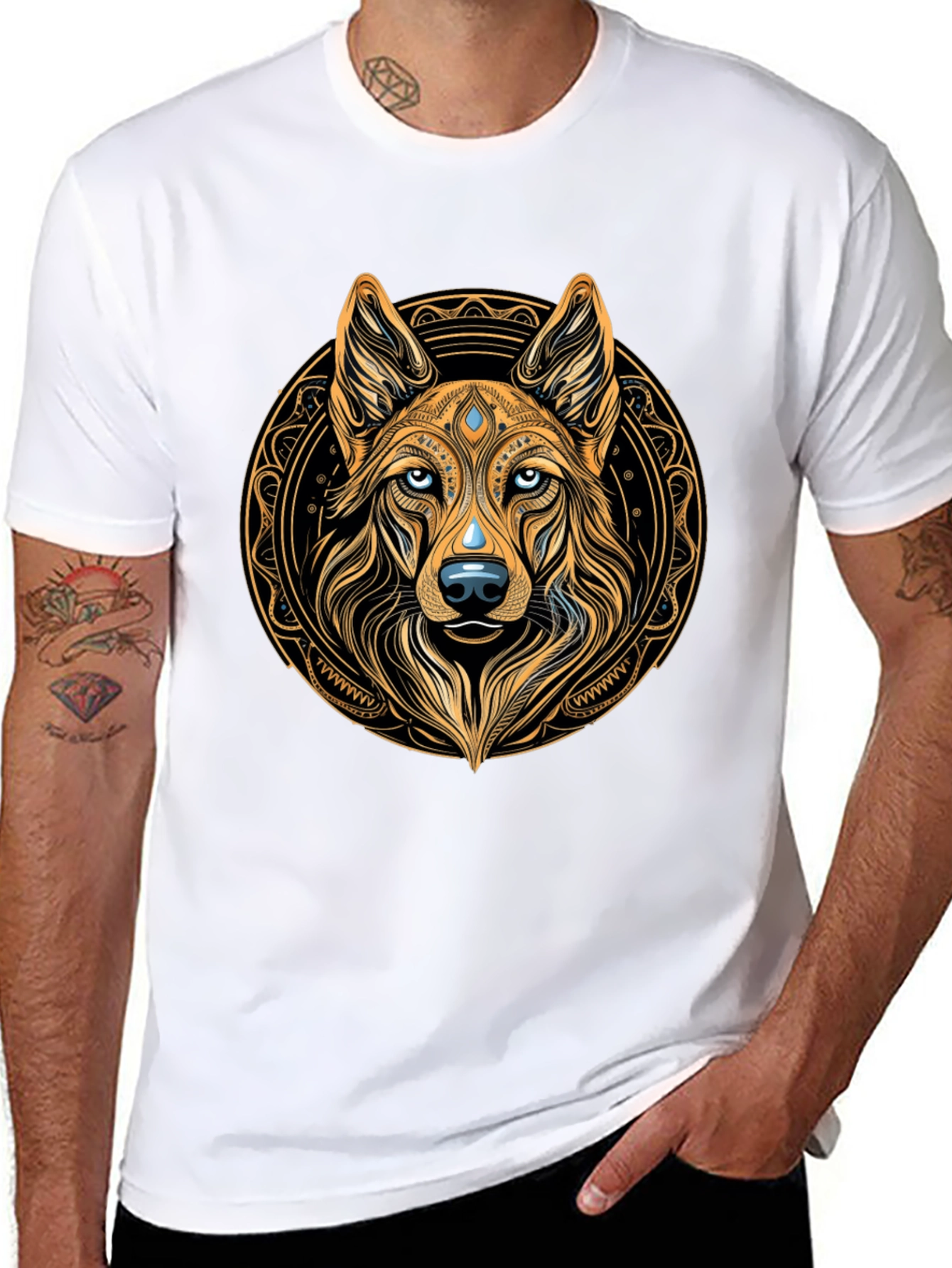 Wolf Mandala Graphic Tee - Premium Comfort Fit