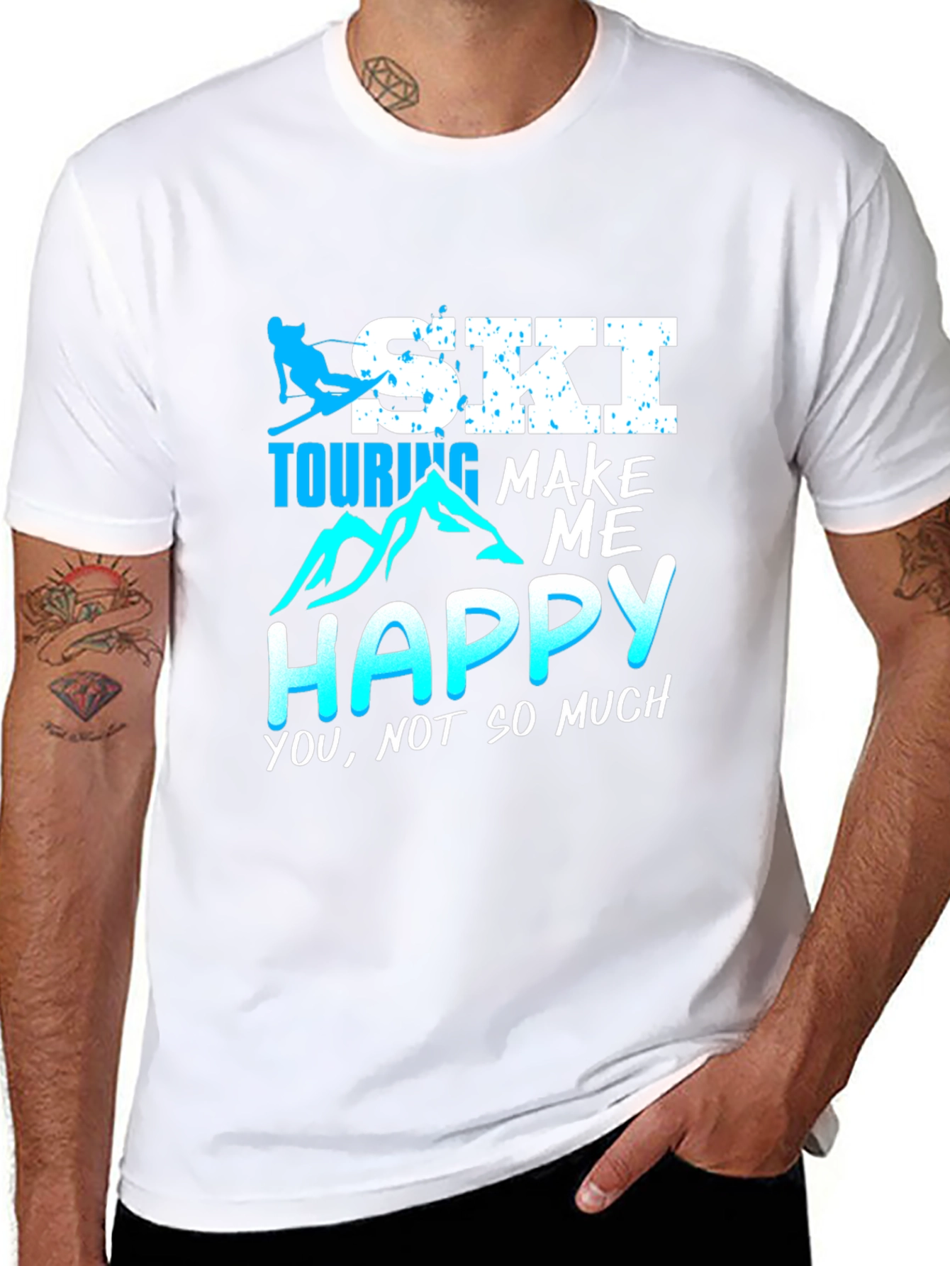Ski Touring Make Me Happy Black T-Shirt