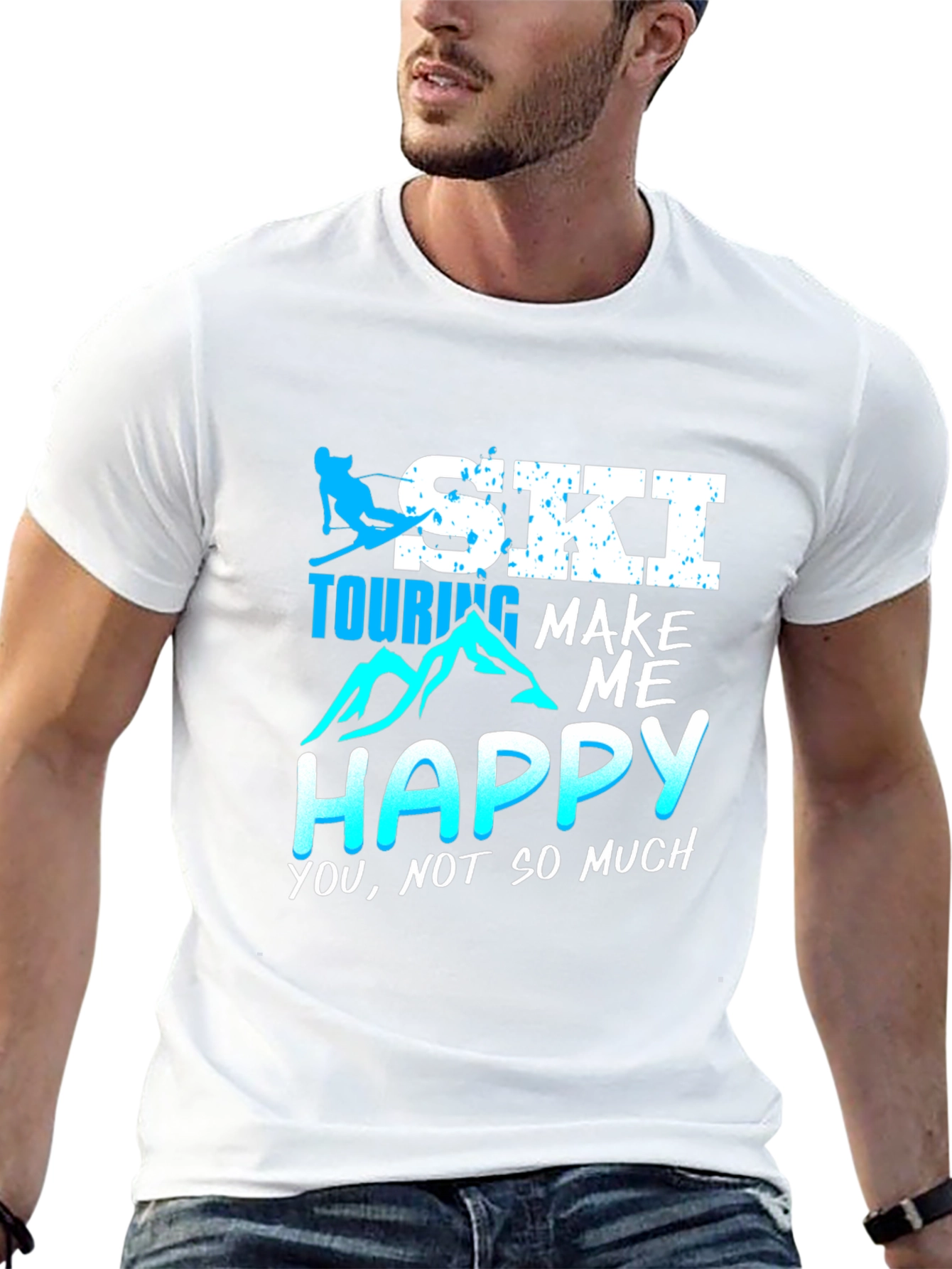 Ski Touring Make Me Happy Black T-Shirt