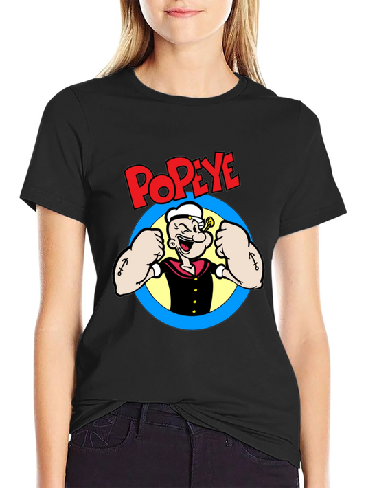 Popeye the Sailor Graphic T-Shirt - Black Cotton Tee