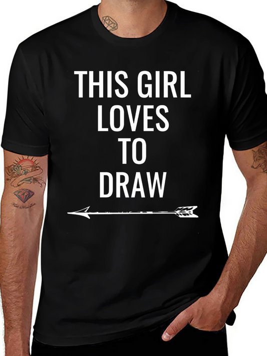 This Girl Loves to Draw T-Shirt - Black Graphic Tee
