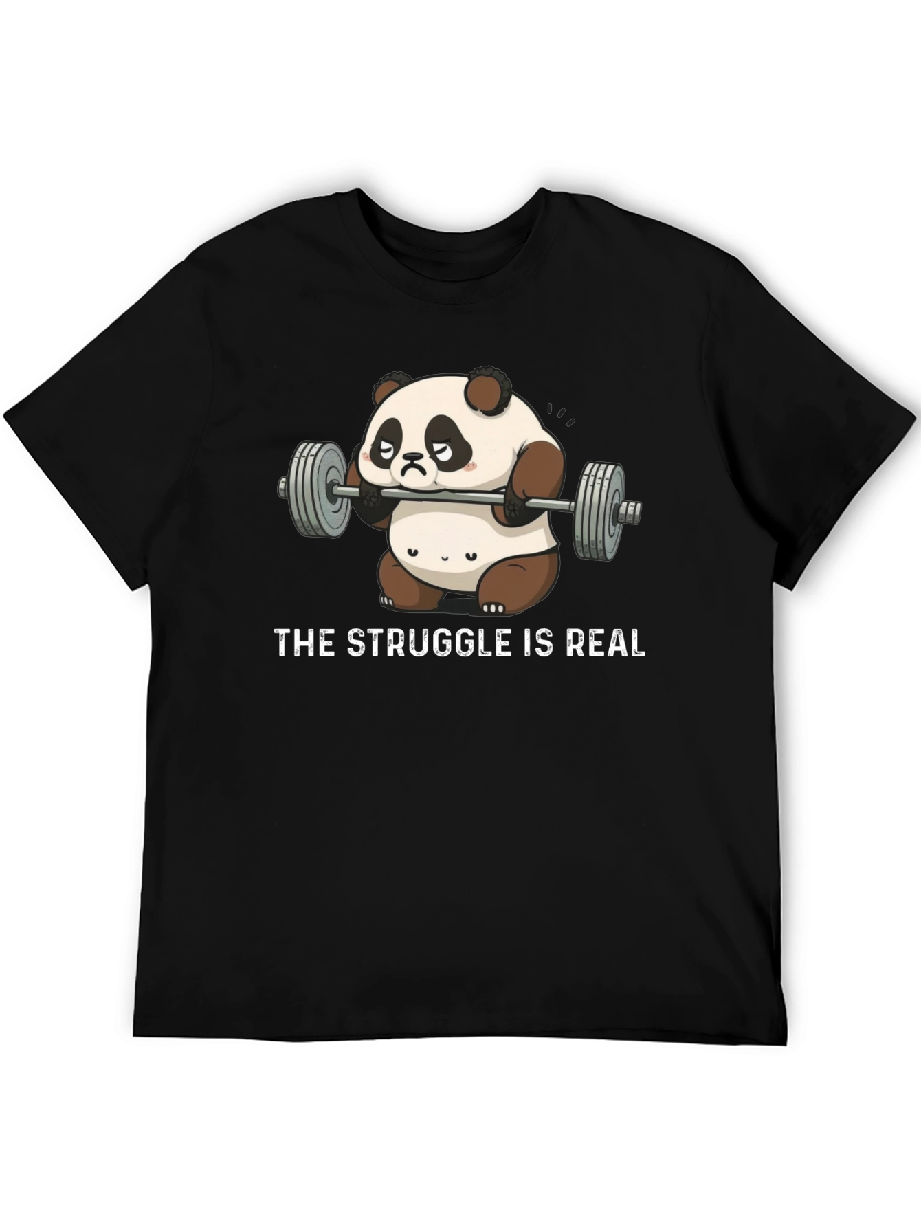 The Struggle is Real Panda Weightlifting Graphic T-Shirt