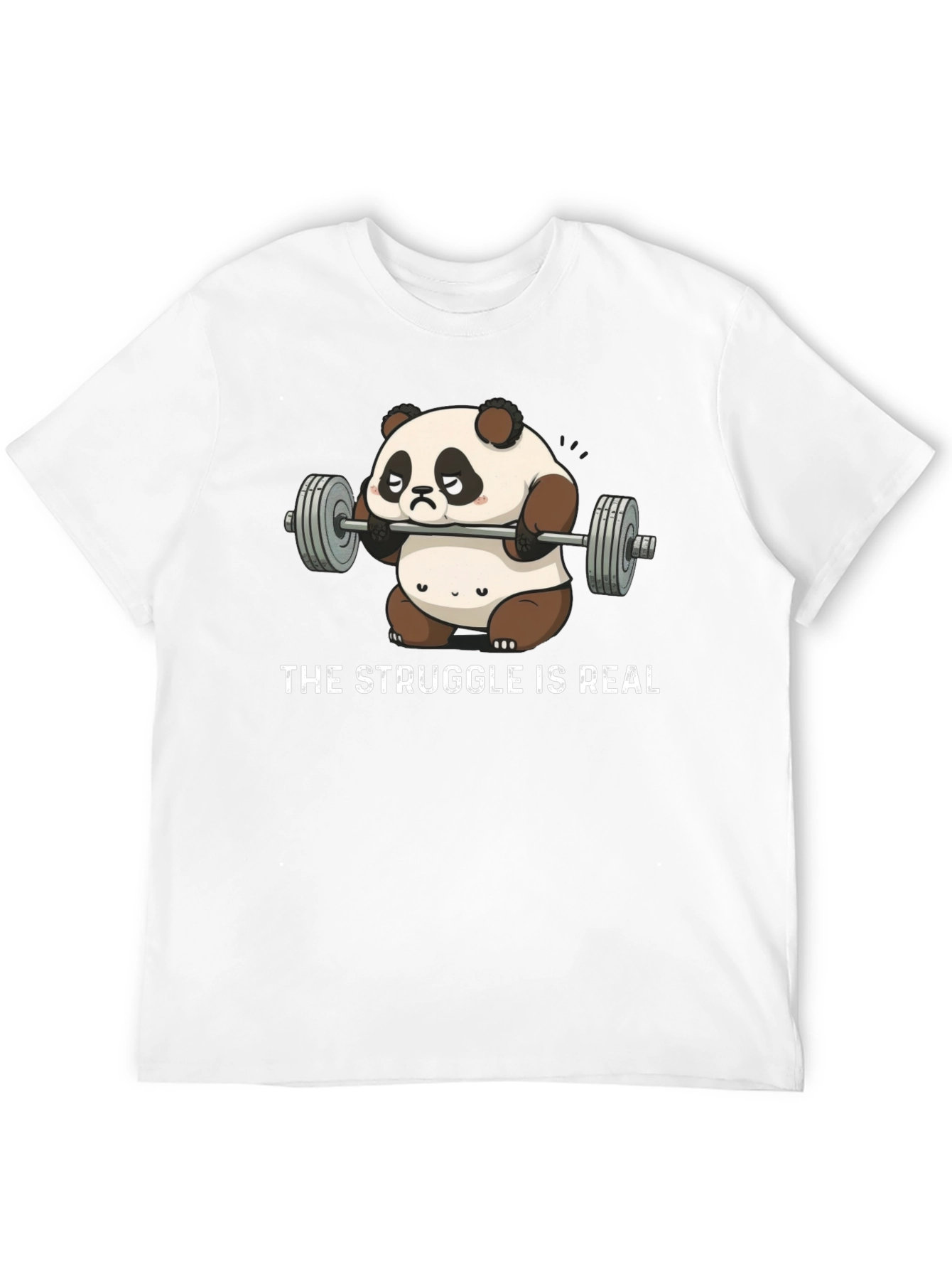 The Struggle is Real Panda Weightlifting Graphic T-Shirt