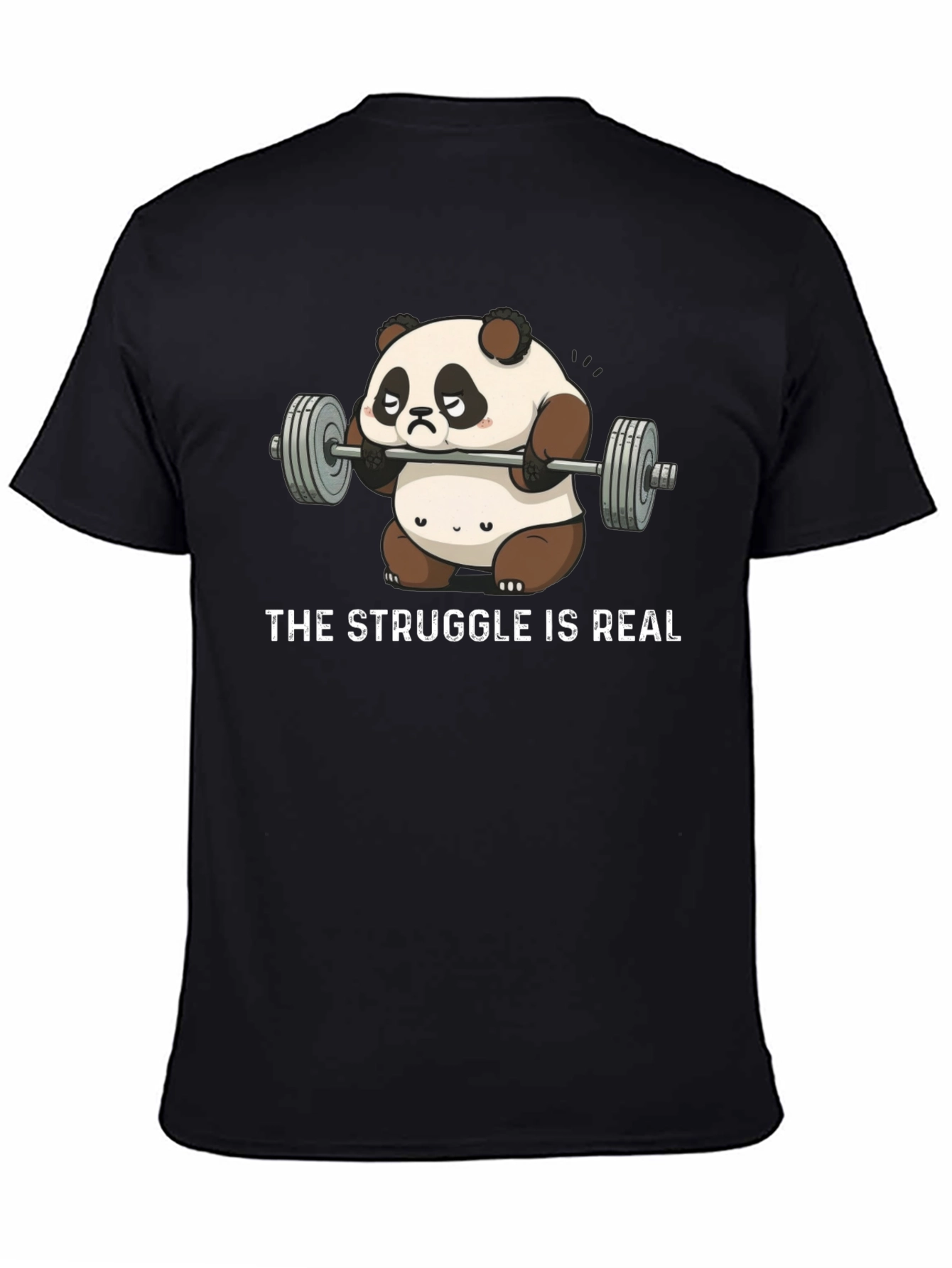 The Struggle is Real Panda Weightlifting Graphic T-Shirt