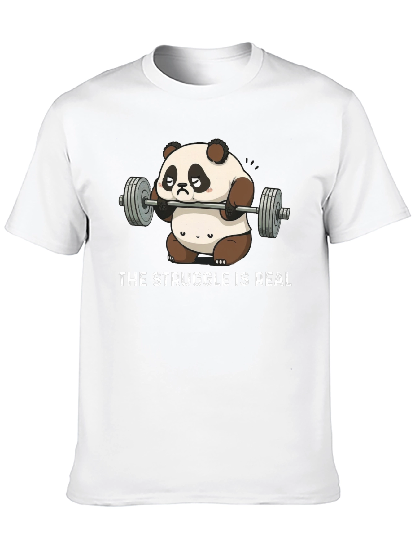 The Struggle is Real Panda Weightlifting Graphic T-Shirt