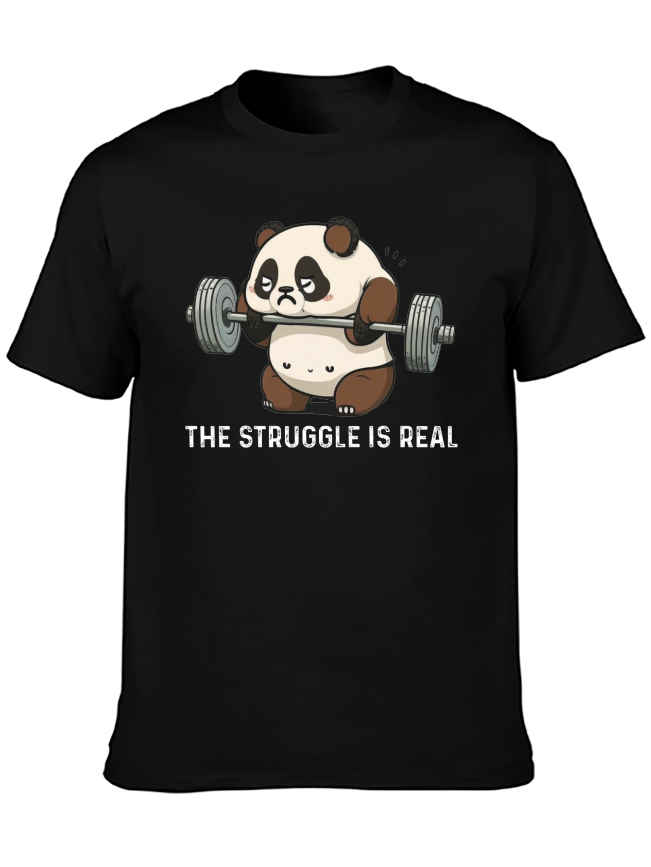 The Struggle is Real Panda Weightlifting Graphic T-Shirt