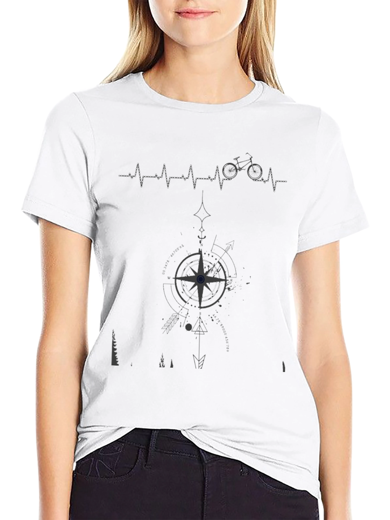 Mens Graphic Tee - Biking Compass Design