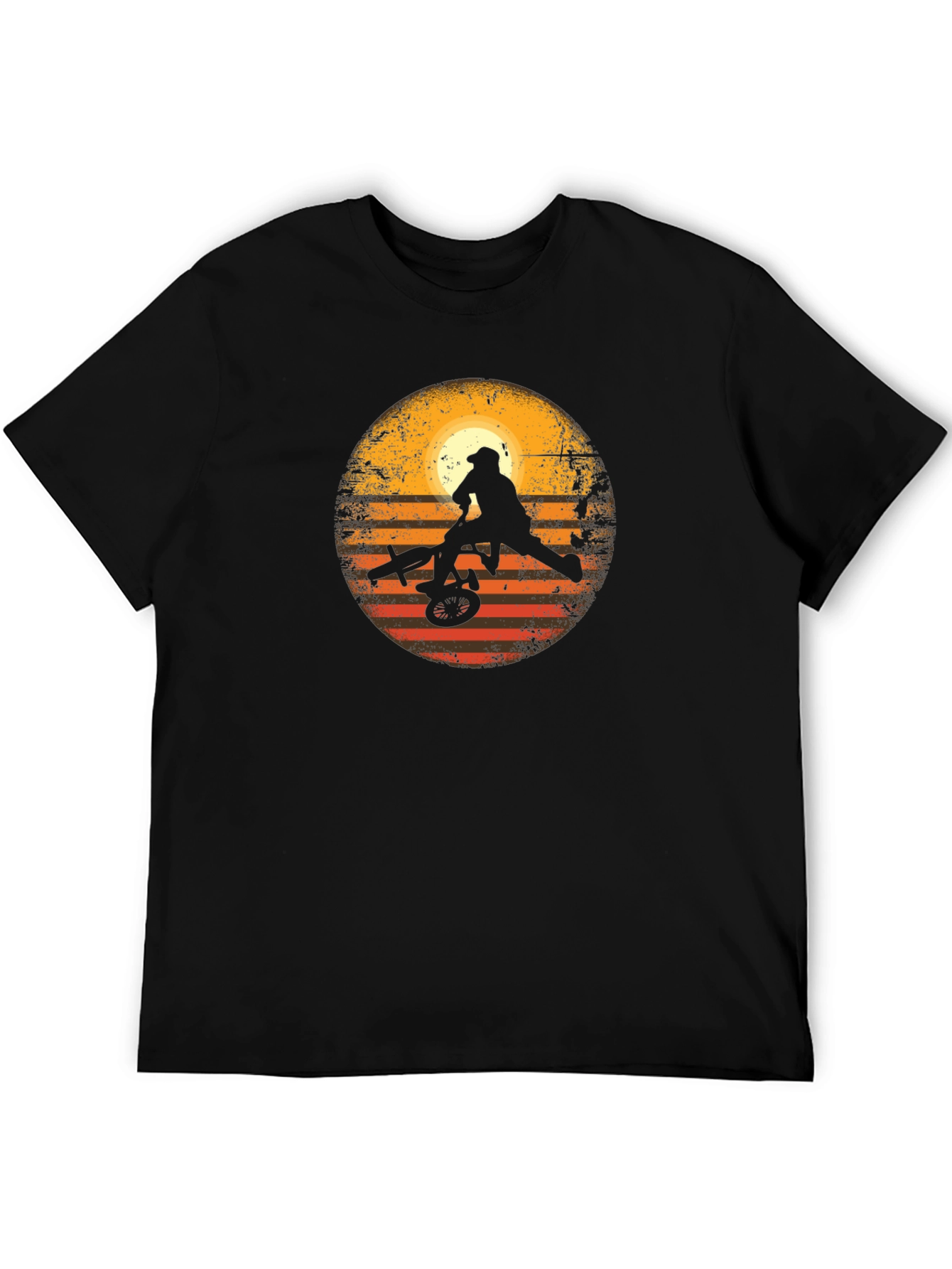 BMX Rider Sunset Graphic Tee - Black