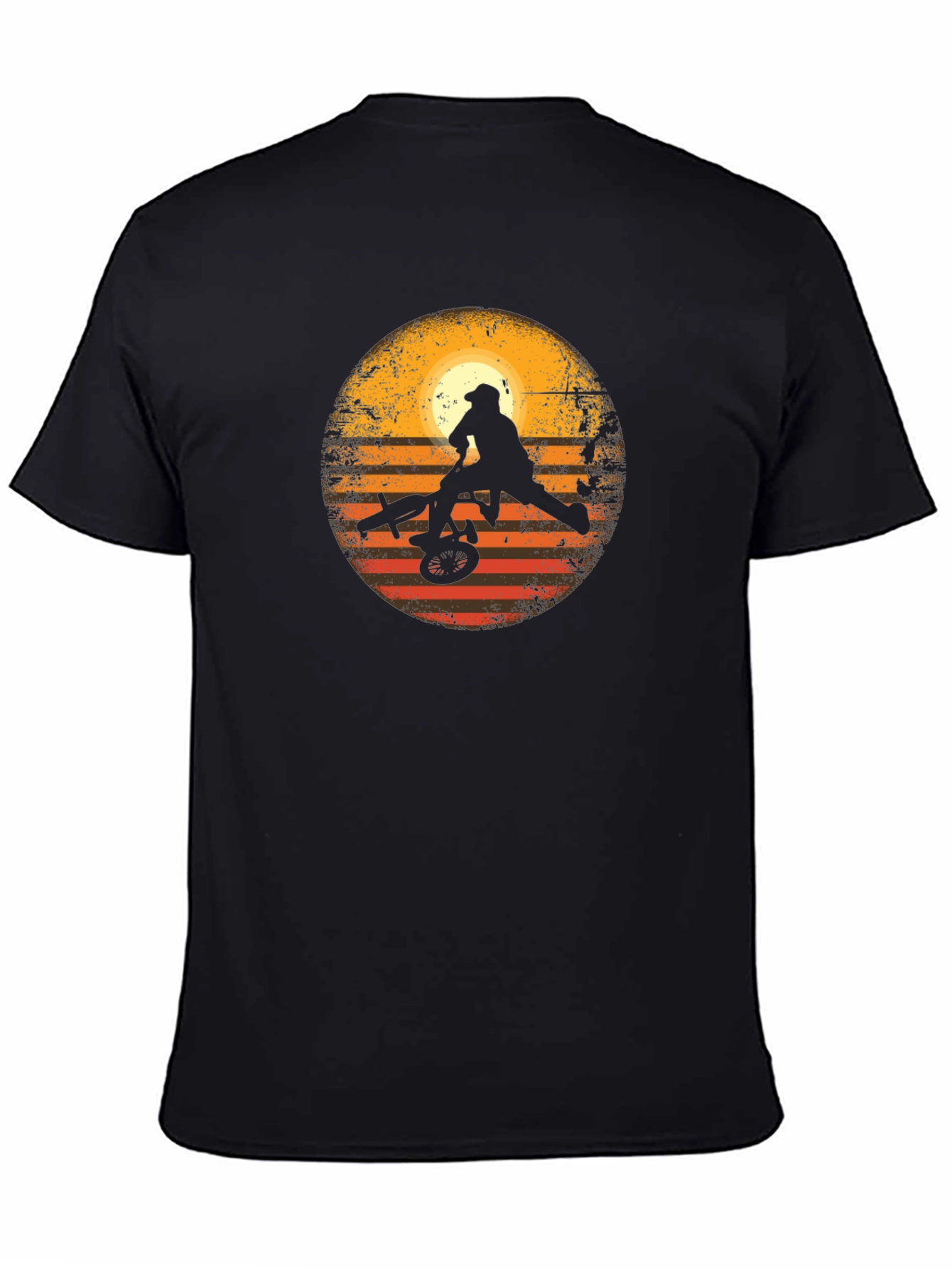 BMX Rider Sunset Graphic Tee - Black