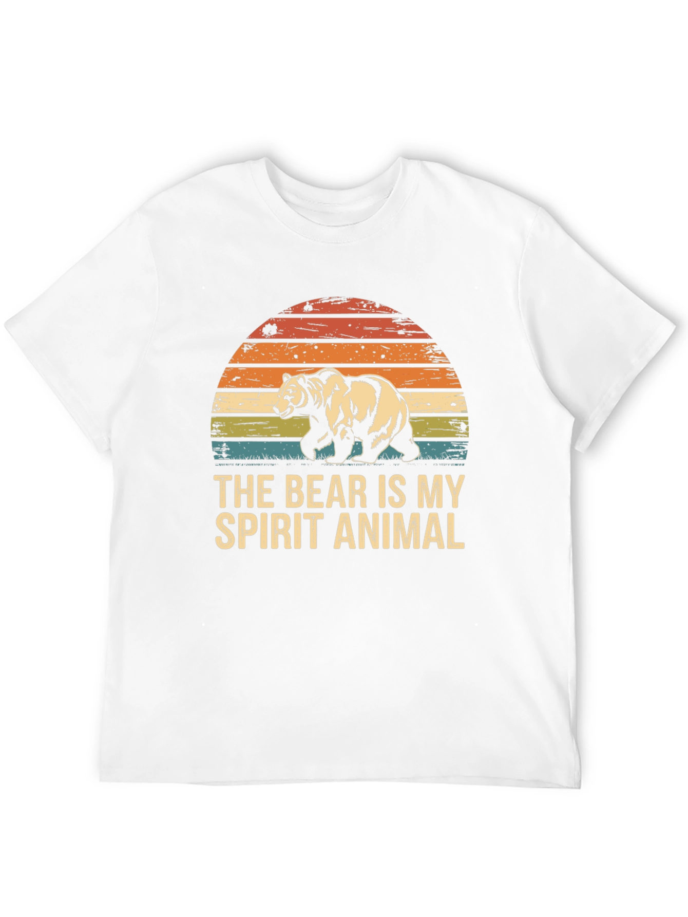 Bear Spirit Animal Graphic Tee - Retro Sunset Design