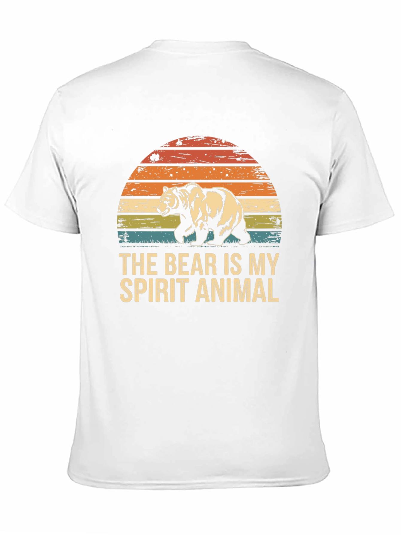 Bear Spirit Animal Graphic Tee - Retro Sunset Design