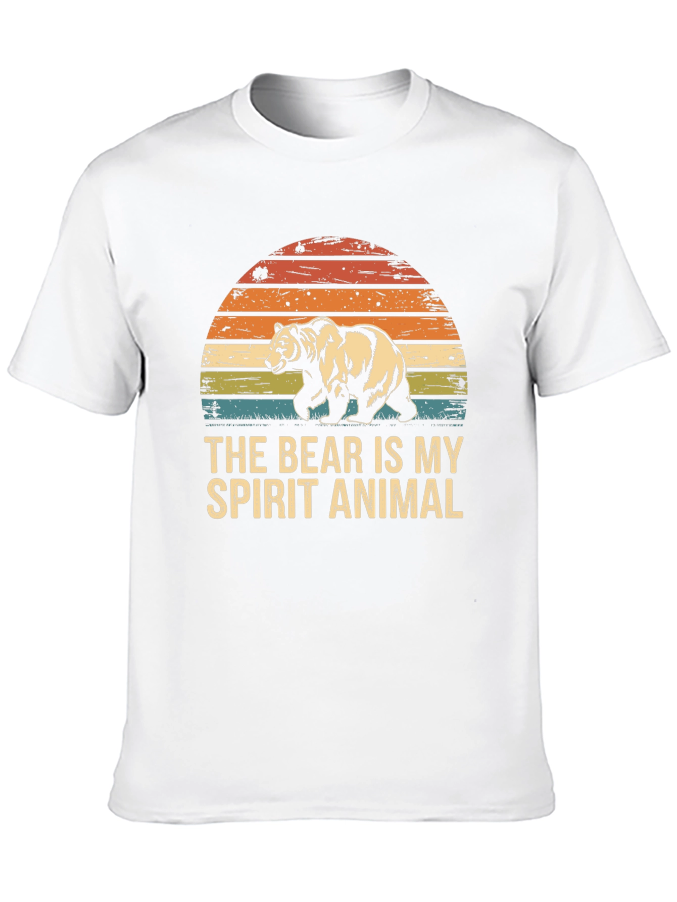 Bear Spirit Animal Graphic Tee - Retro Sunset Design