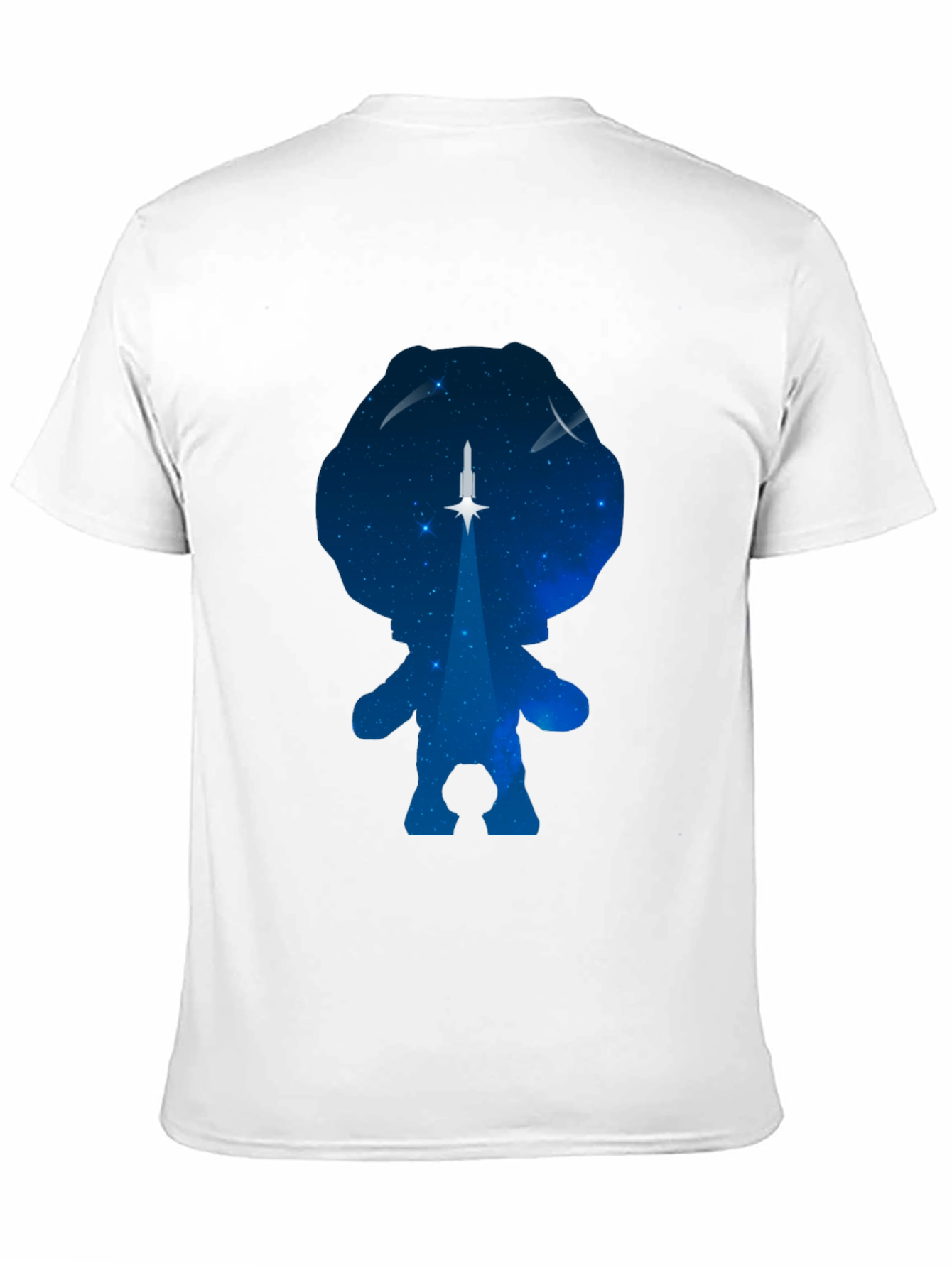 Astronaut Silhouette Rocket Launch Black T-Shirt