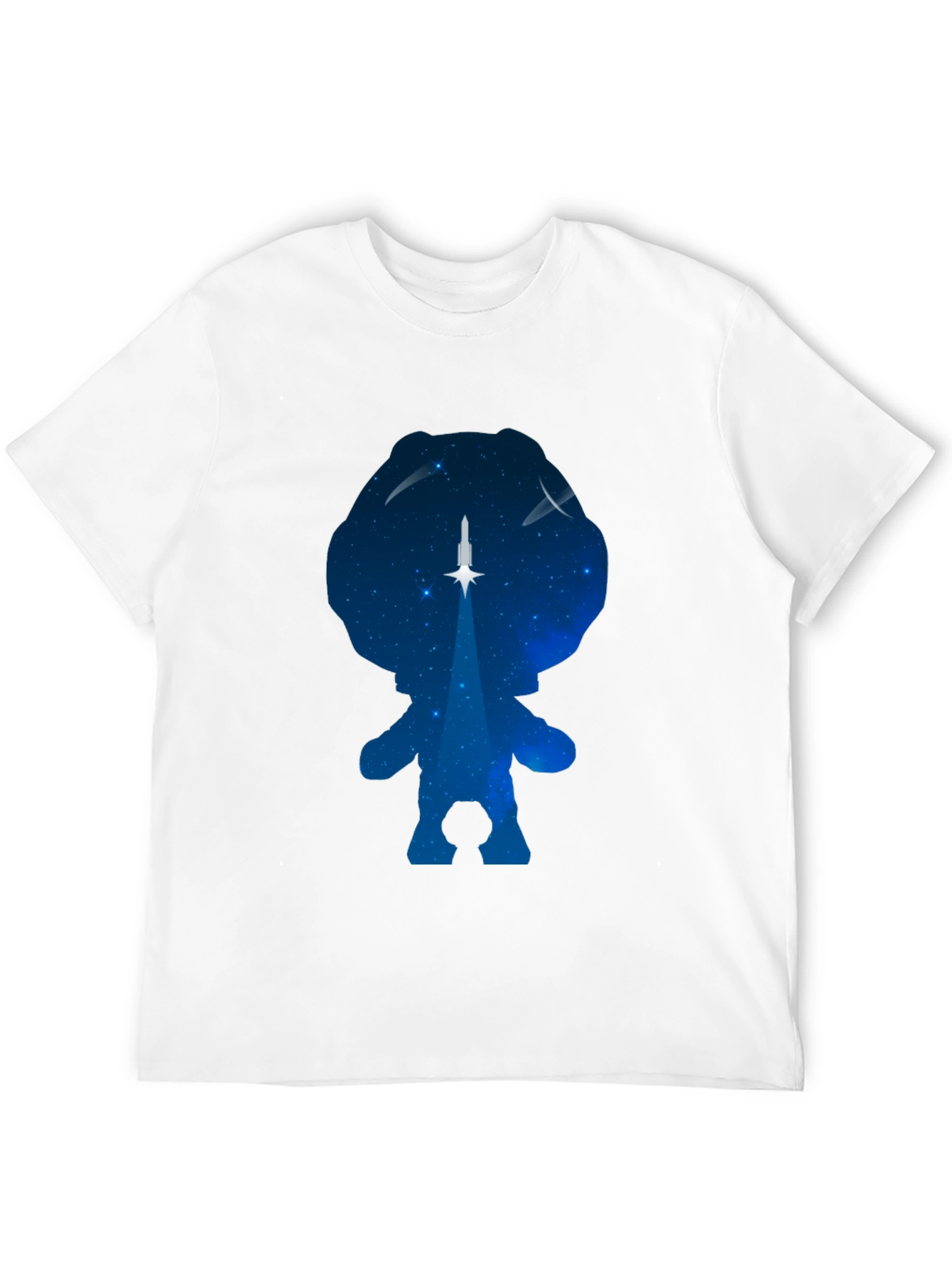 Astronaut Silhouette Rocket Launch Black T-Shirt